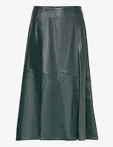 Flared Leather Midi Skirt, IVY OAK