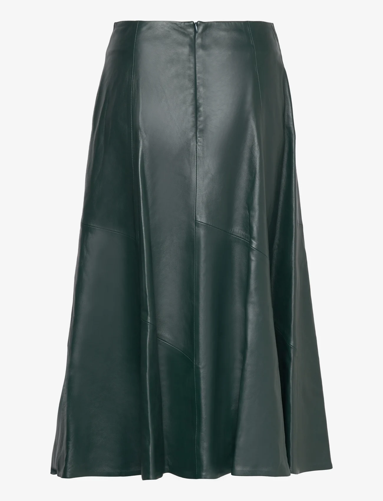 IVY OAK - Flared Leather Midi Skirt - midi nederdele - bottle green - 1