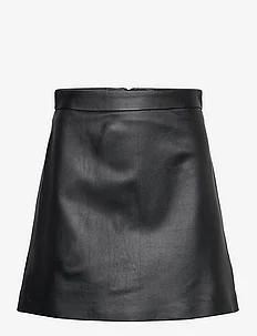 Leather A-Line Mini Skirt, IVY OAK