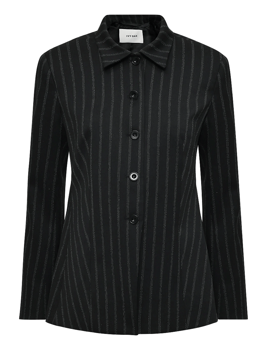 Ivy Oak - IOJuju Blazer - enkeltradede blazere - black & white triple pin strip - 0