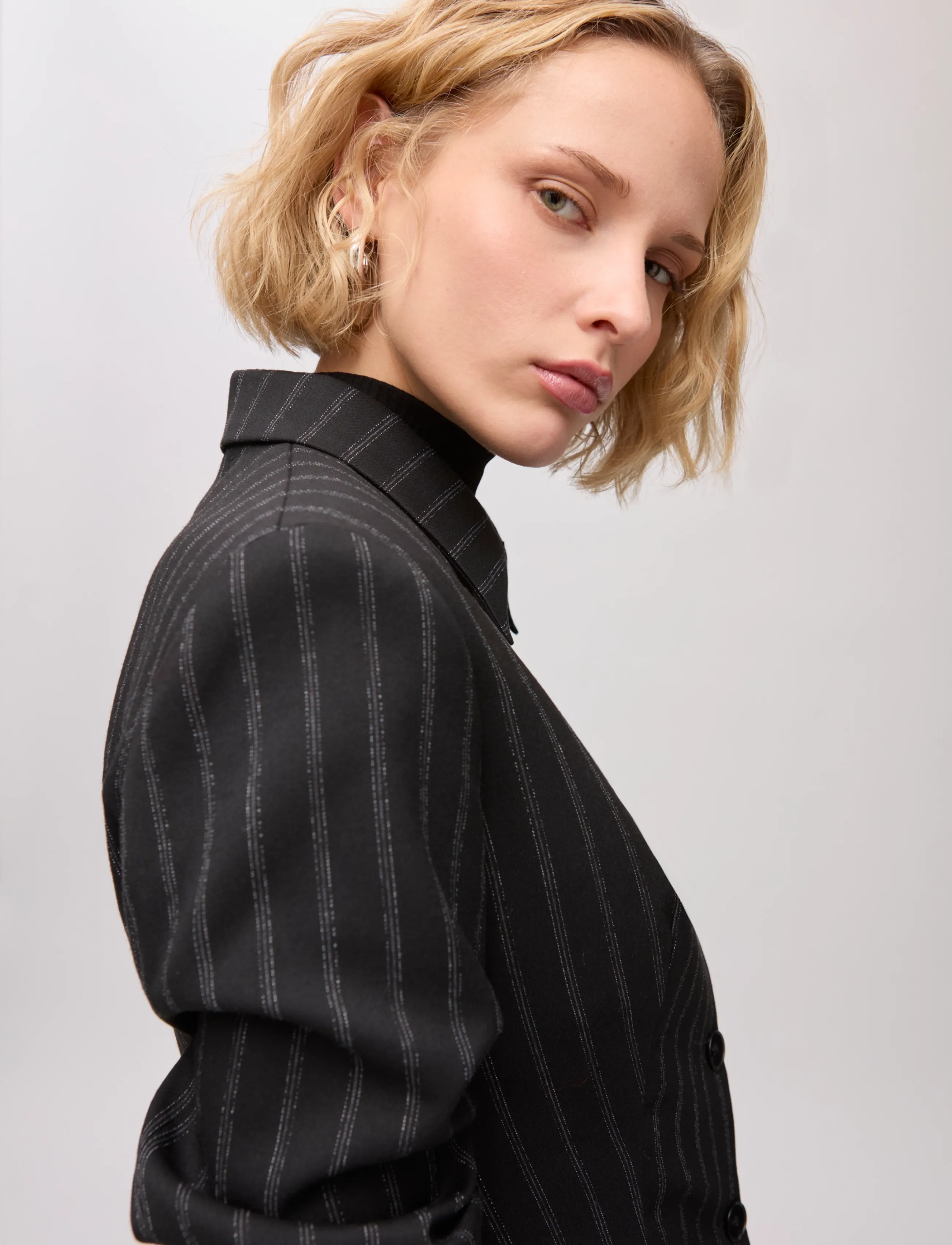 Ivy Oak - IOJuju Blazer - einreihige blazer - black & white triple pin strip - 1