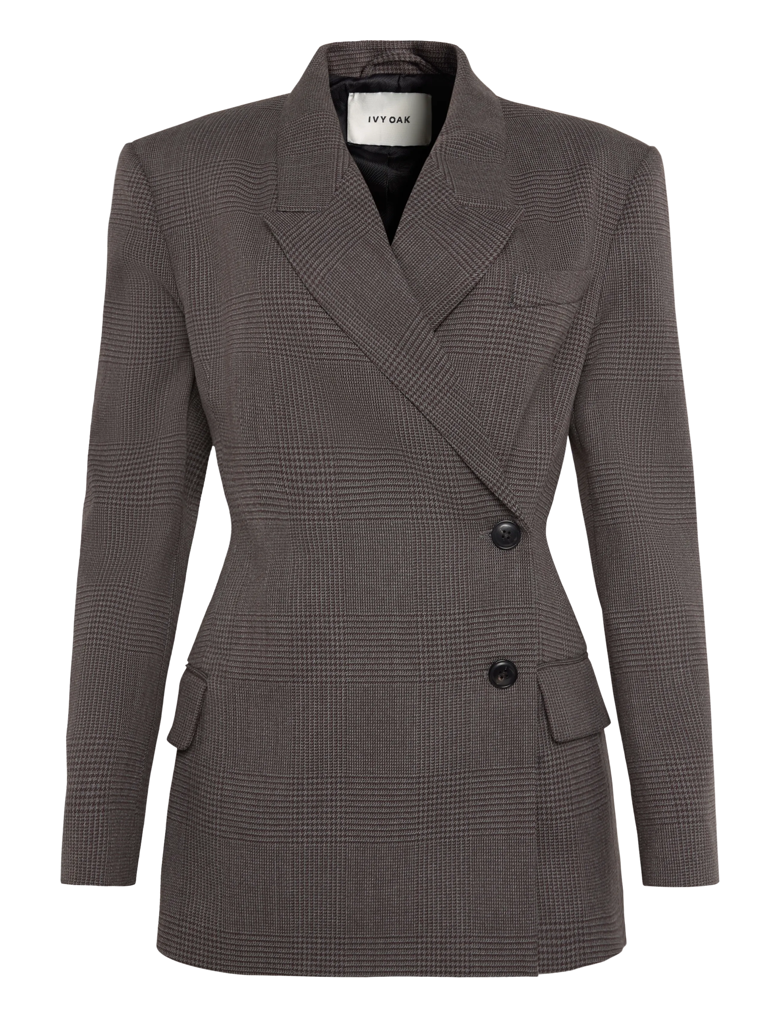 Ivy Oak IOJunia Blazer - Tøj - COCOA HOUNDSTOOTH CHECK / grey