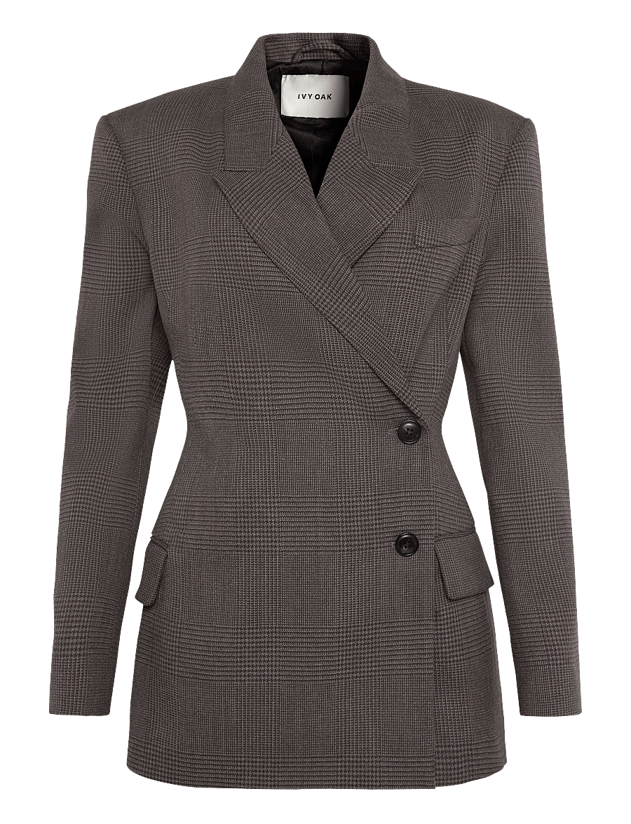 Ivy Oak - IOJunia Blazer - dobbeltradede blazere - cocoa houndstooth check - 1