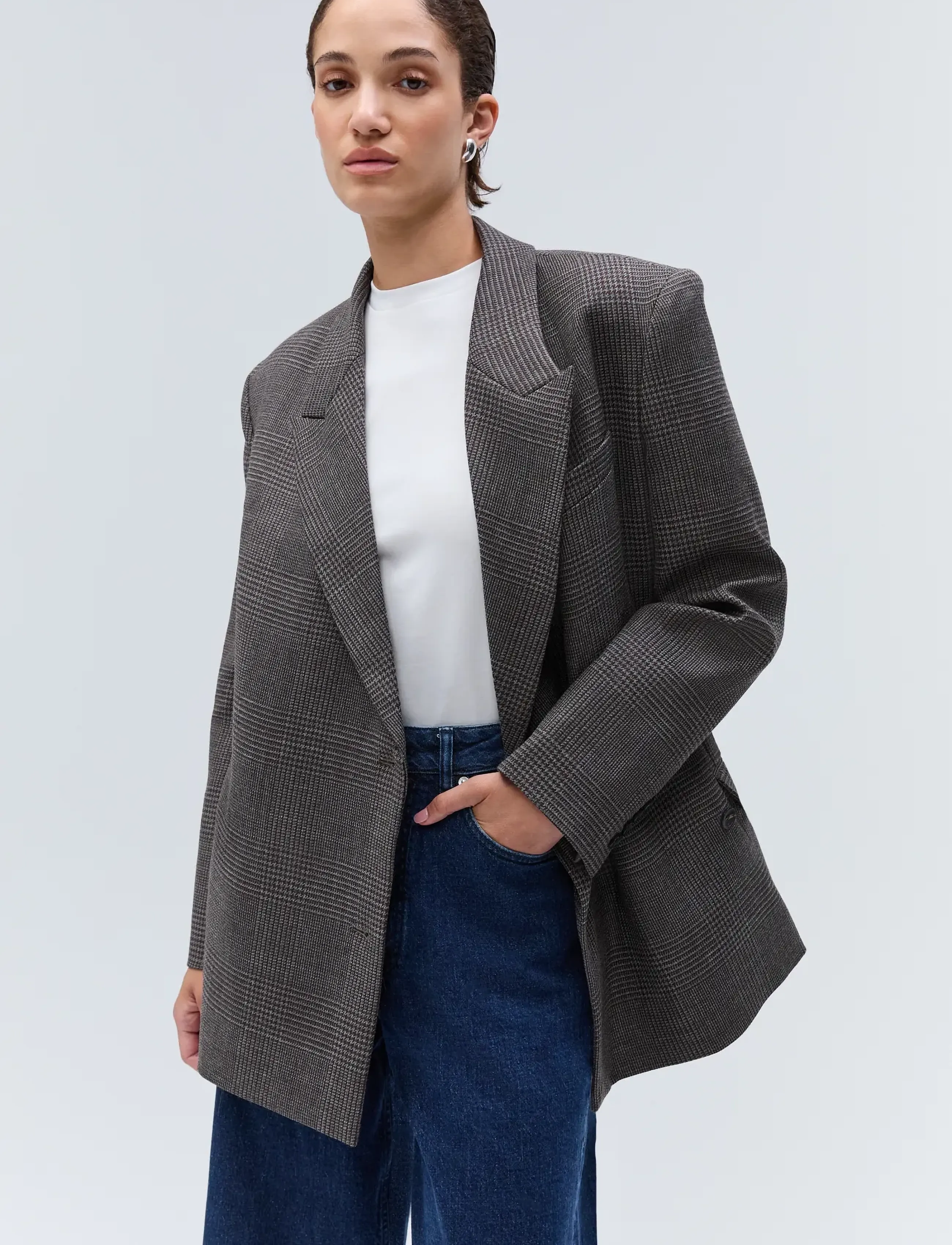 Ivy Oak - IOJunia Blazer - dobbeltradede blazere - cocoa houndstooth check - 0