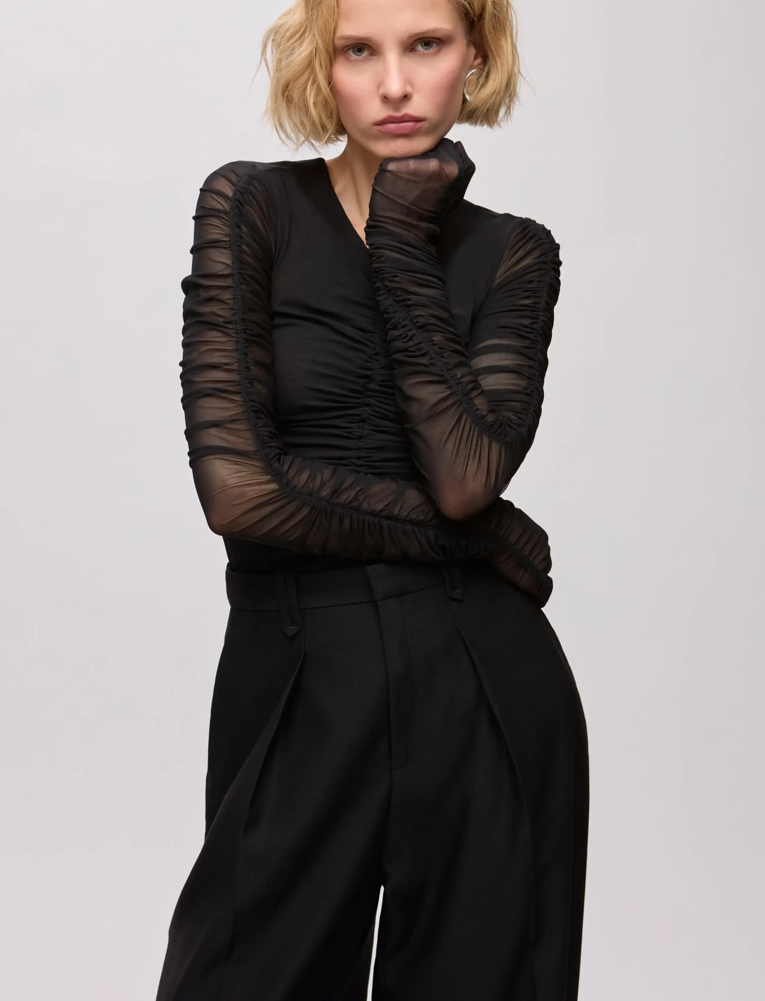 Ivy Oak - IOFatou Top - langärmelige blusen - black - 1