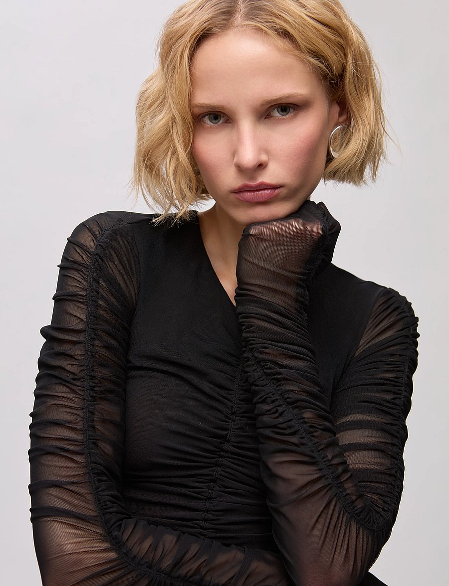 Ivy Oak - IOFatou Top - langärmelige blusen - black - 4