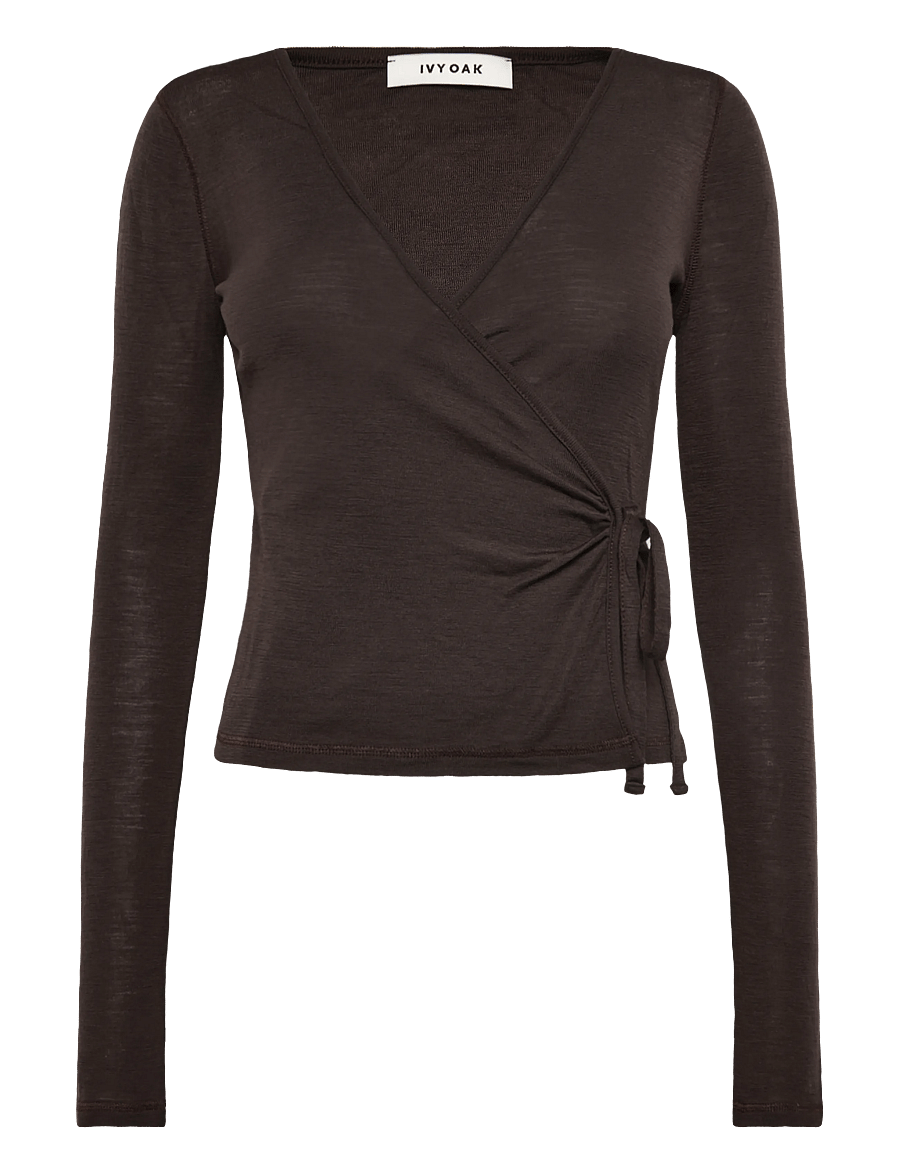 Ivy Oak - IOFine Top - langærmede toppe - dark brown - 0