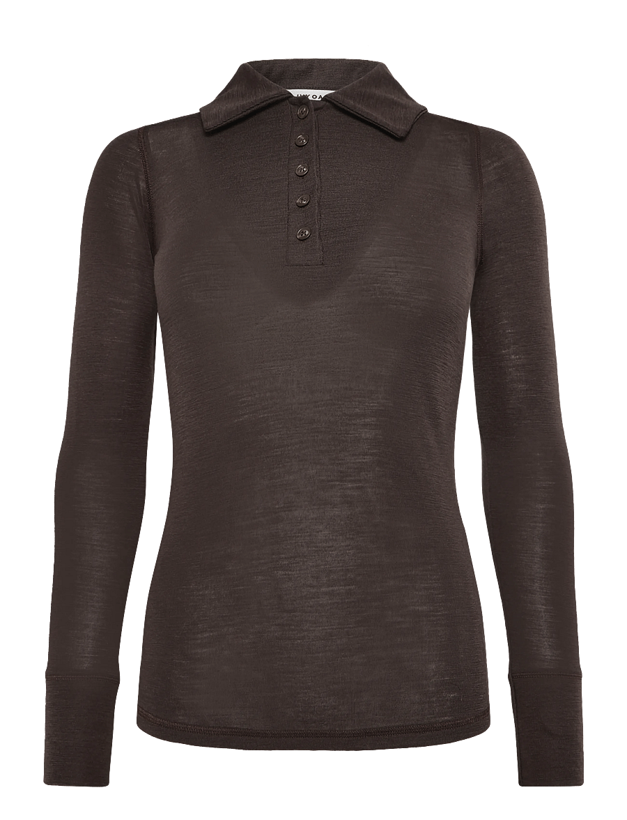 Ivy Oak - IOFrancesca Blouse - pikéer - dark brown - 0