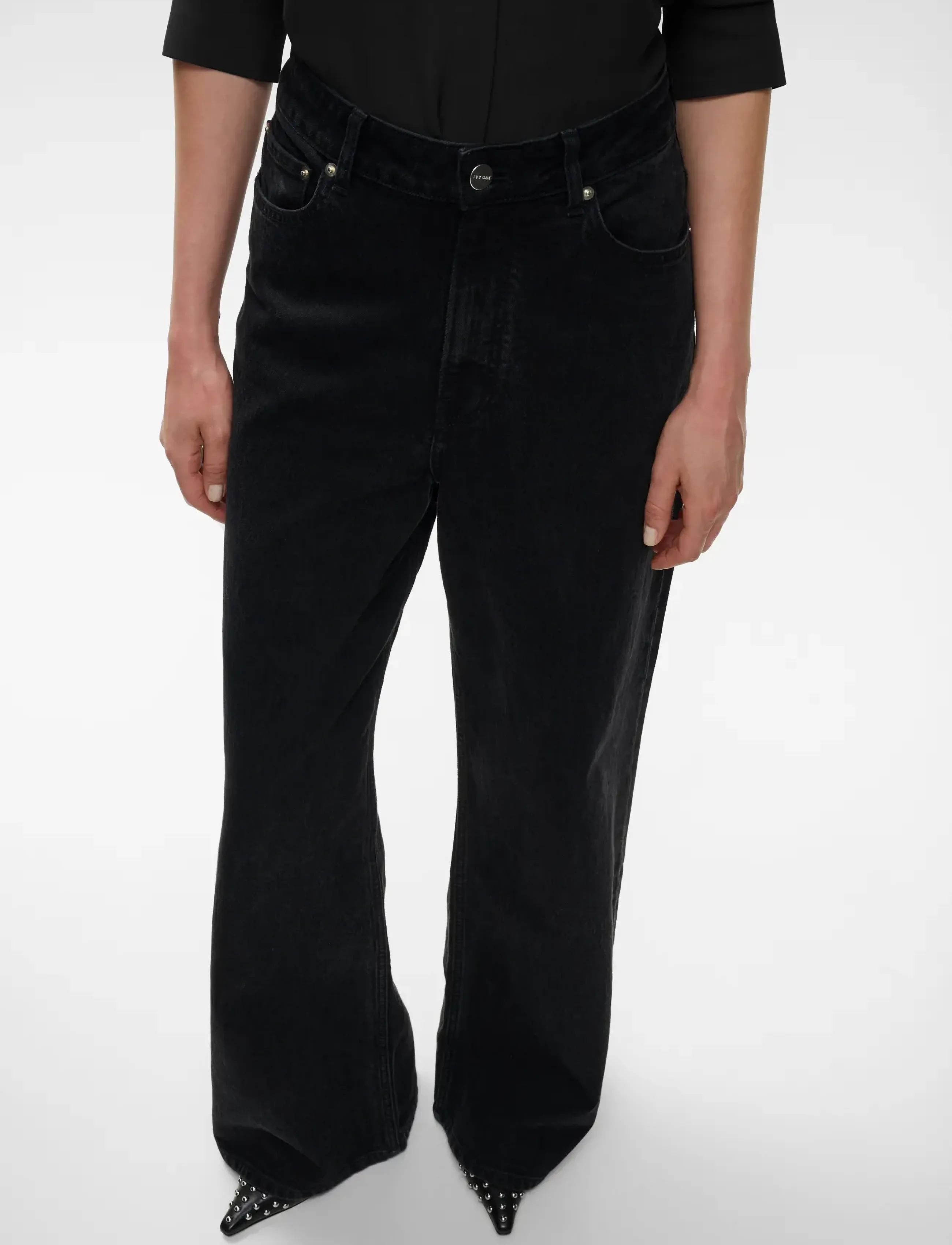 Ivy Oak - IOPura Jeans - hosen mit weitem bein - black - 2