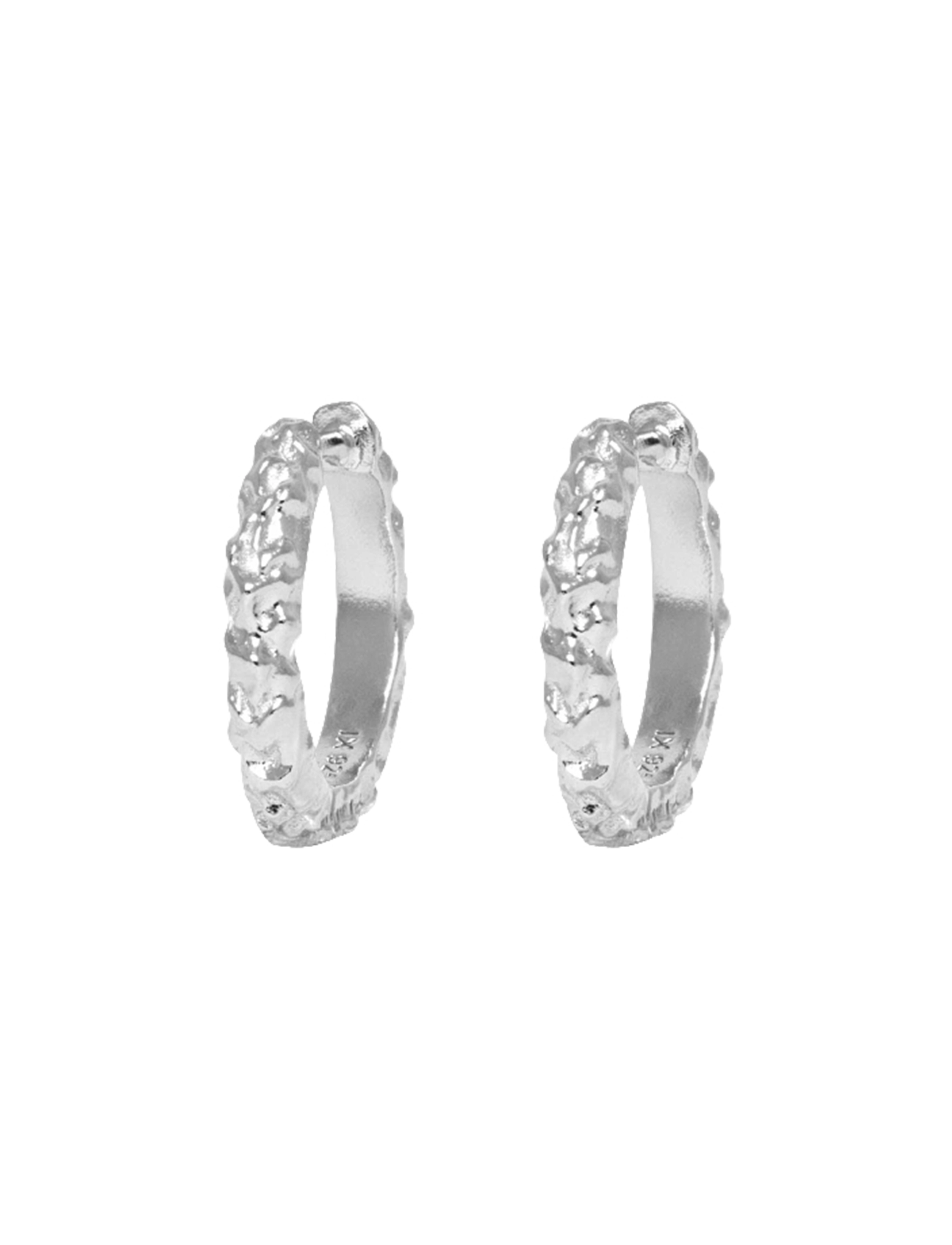IX Studios Ix Mini Crunchy Edge Earring Silver, One Size, Earrings, Silber - Hoops, Frauen