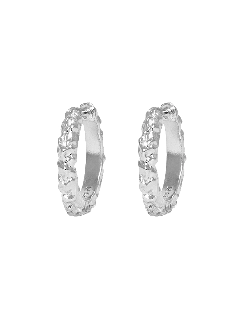 IX Studios - IX Mini Crunchy Edge Earring Silver - hoops - silver - 0