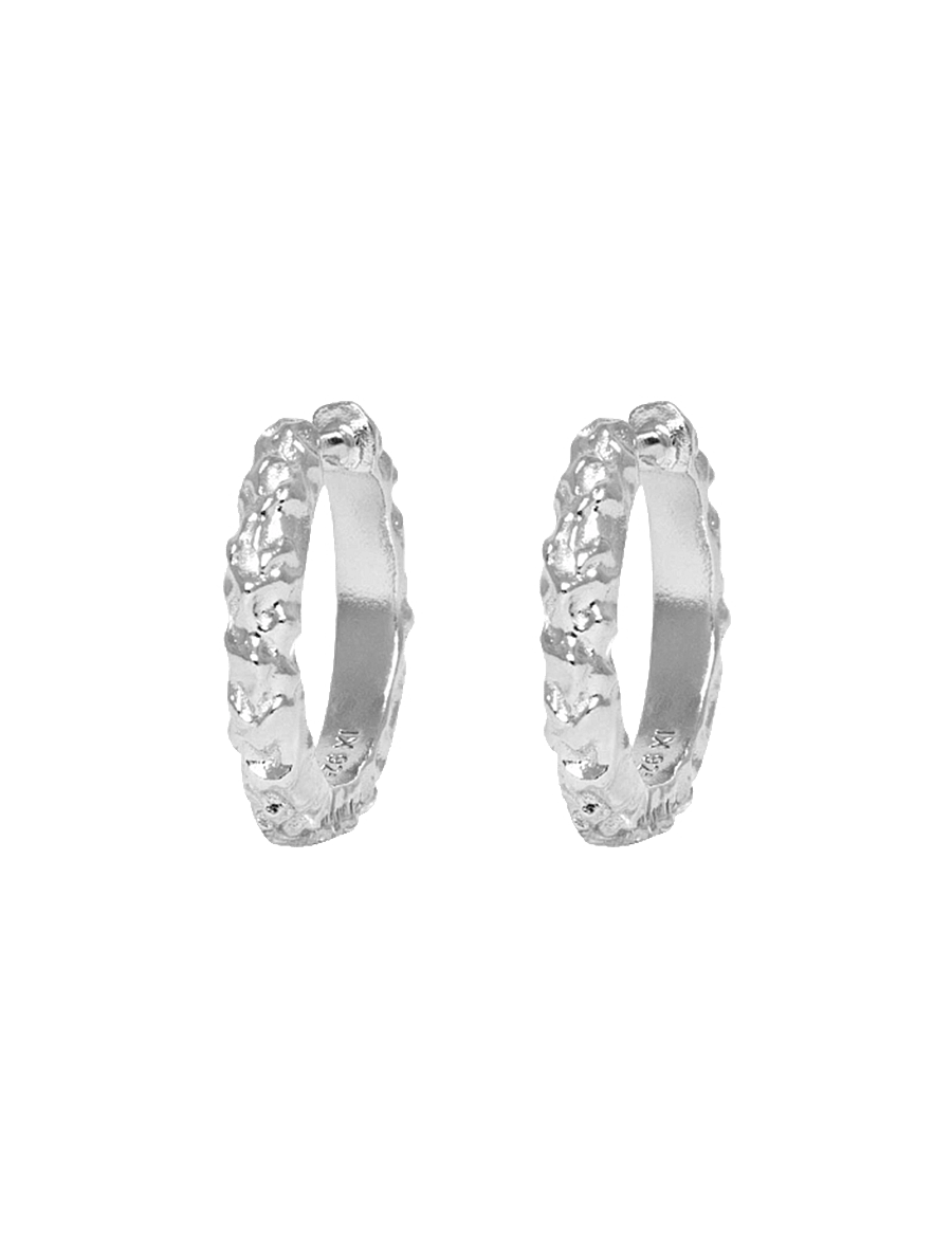 IX Studios - IX Mini Crunchy Edge Earring Silver - hopen - silver - 0