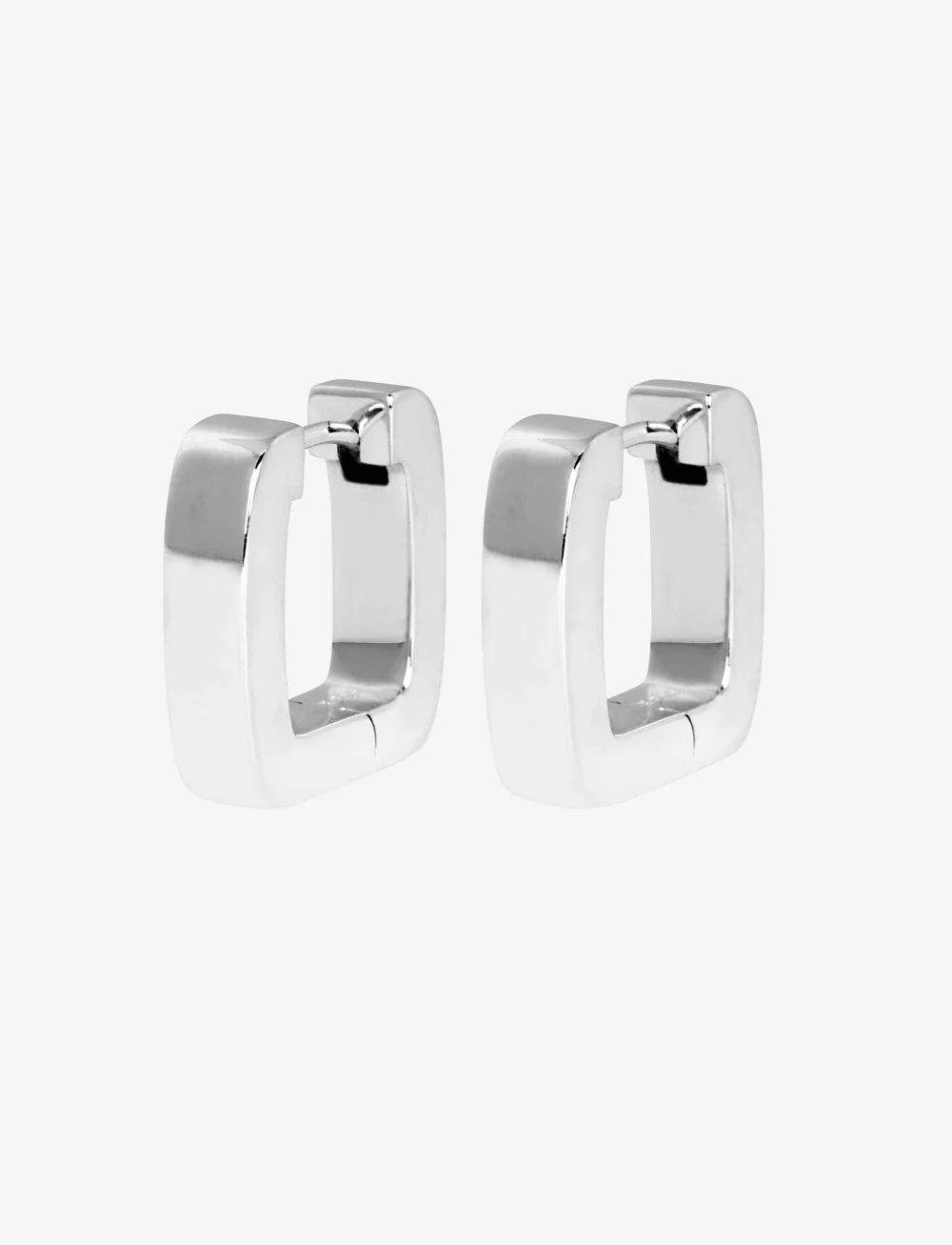 Silver square hoops deals