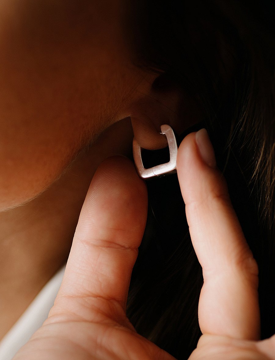 IX Studios - IX Bold Square Hoops Silver - creoler & hoops - silver - 3