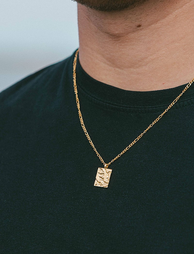 IX Studios - IX Rustic Square Pendant - halskæder - gold - 3