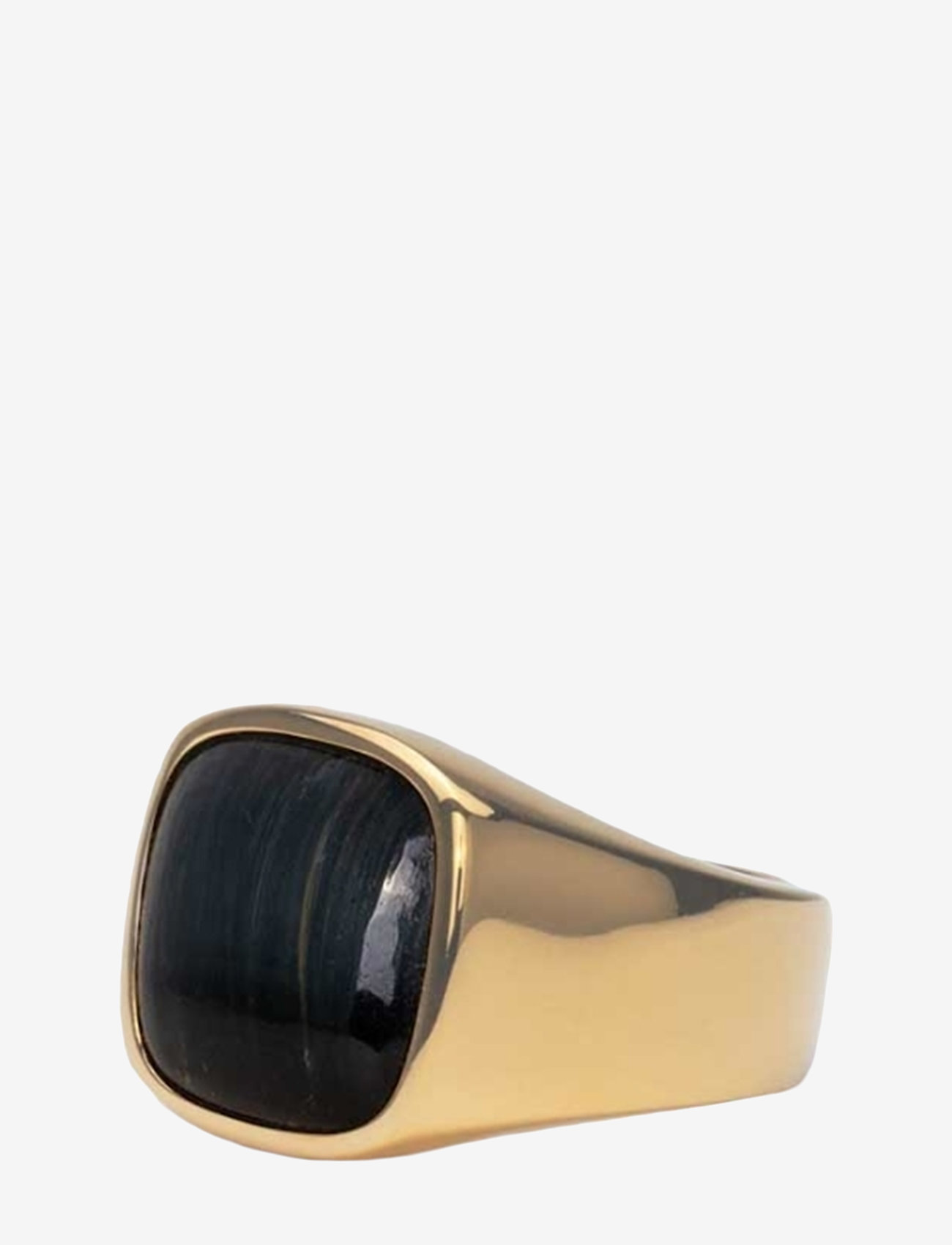 IX Studios - IX Cushion Signet Ring Hawks Eye - ringar - gold - 2