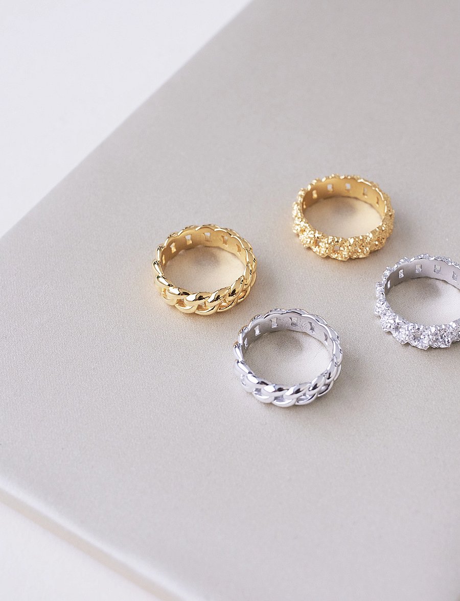 IX Studios - IX Crunchy Curb Ring Silver - ringe - silver - 3