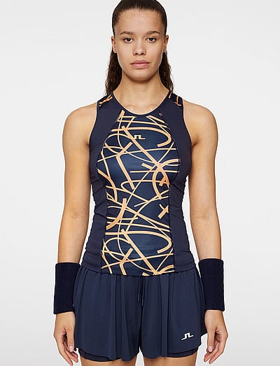 J. Lindeberg Miria Printed Top - Varrukateta topid - COURT SWIRL NAVY MOCK M / navy