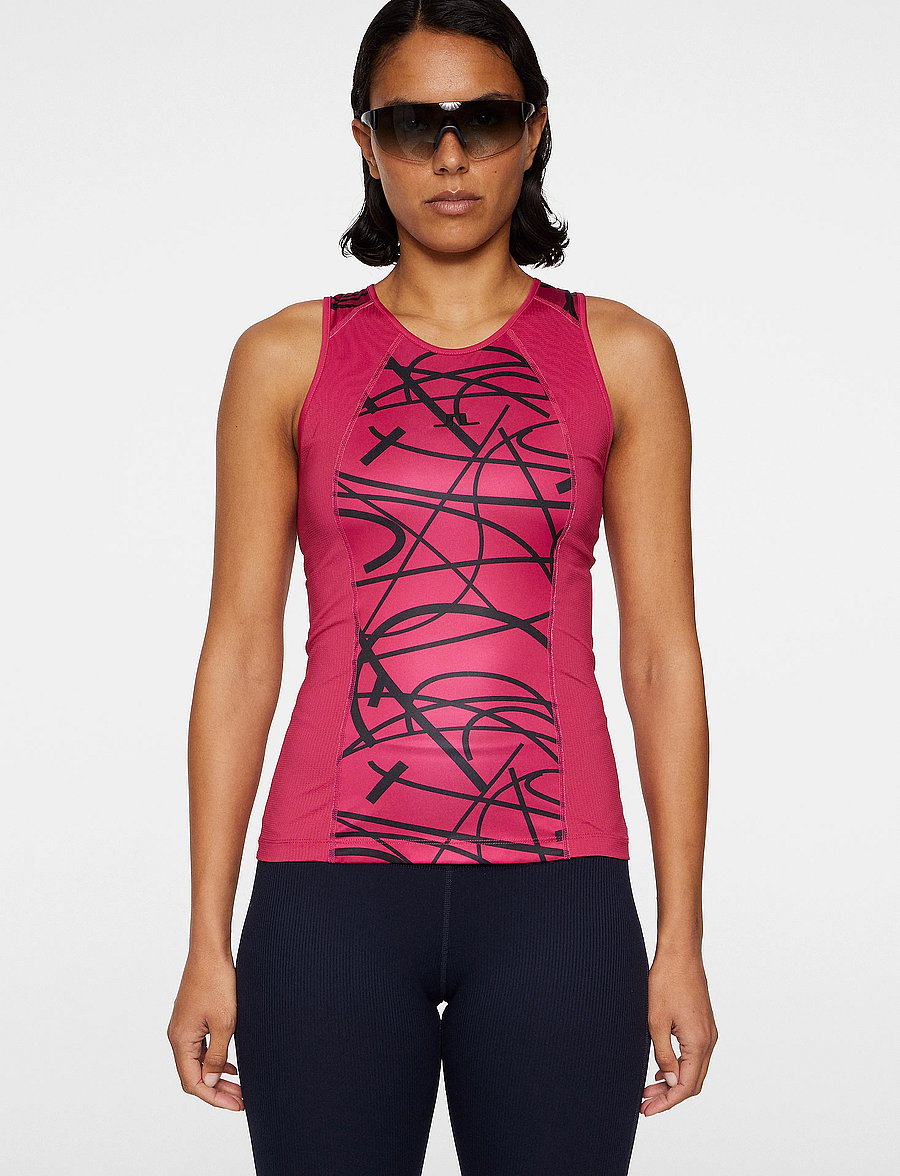 J. Lindeberg - Miria Printed Top - tank tops - court swirl vivacious m - 0