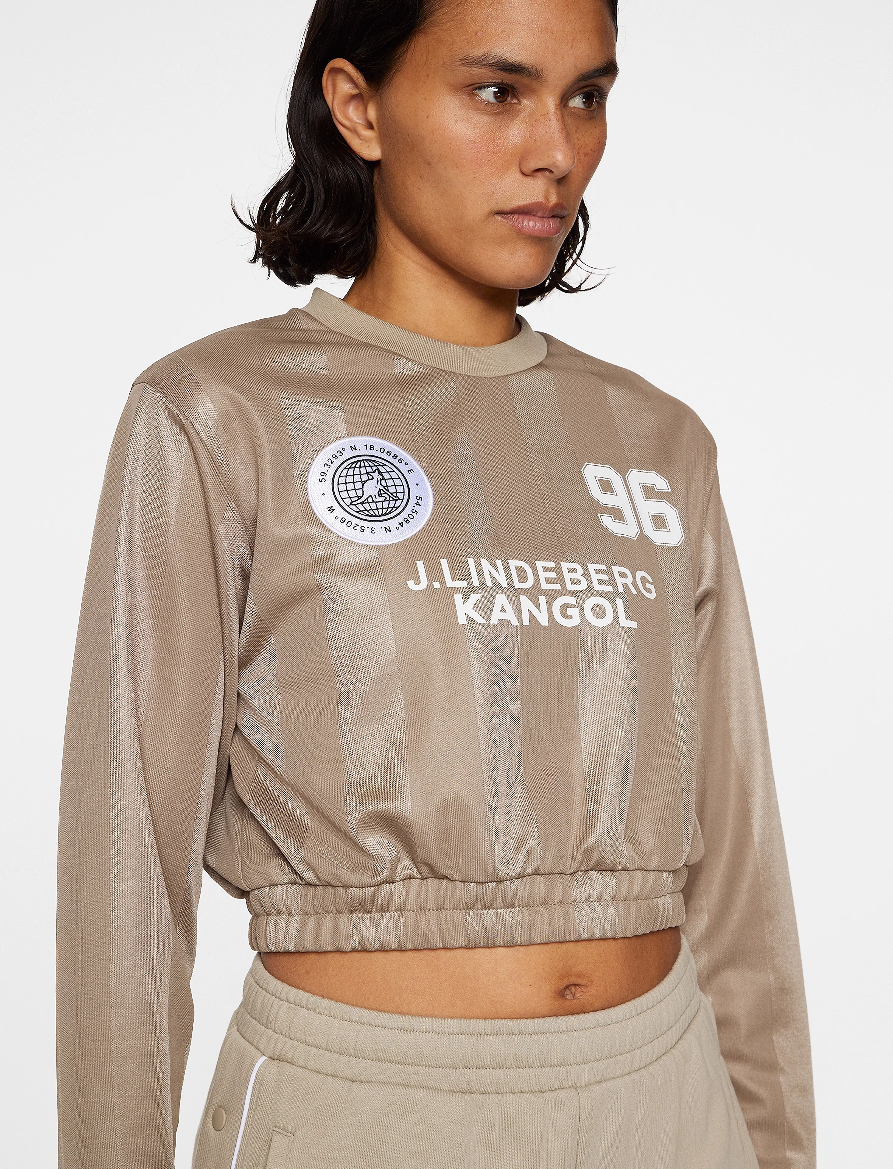 J. Lindeberg - Fiona Football Jersey - crop-tops - vintage khaki - 5