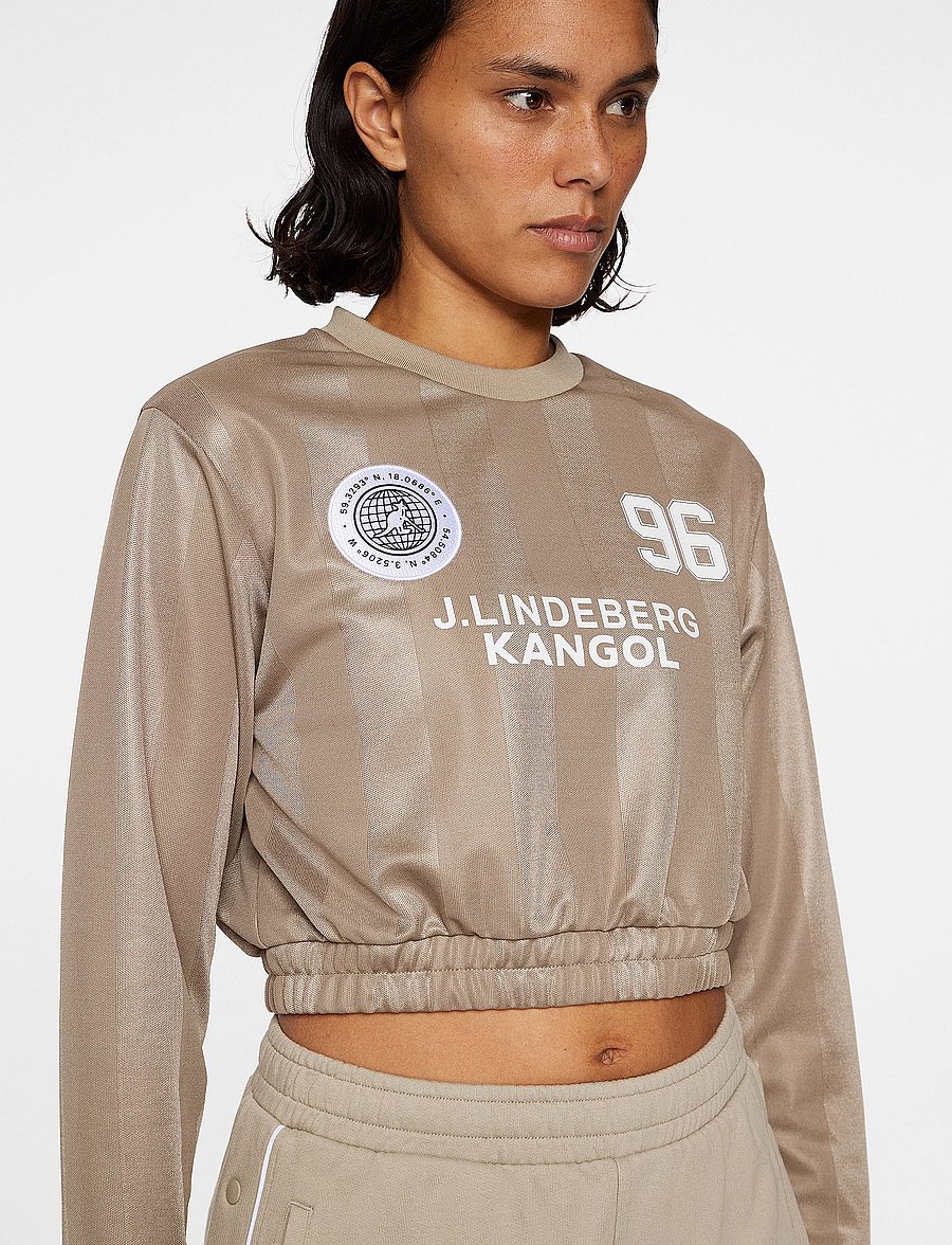 J. Lindeberg - Fiona Football Jersey - crop-tops - vintage khaki - 5