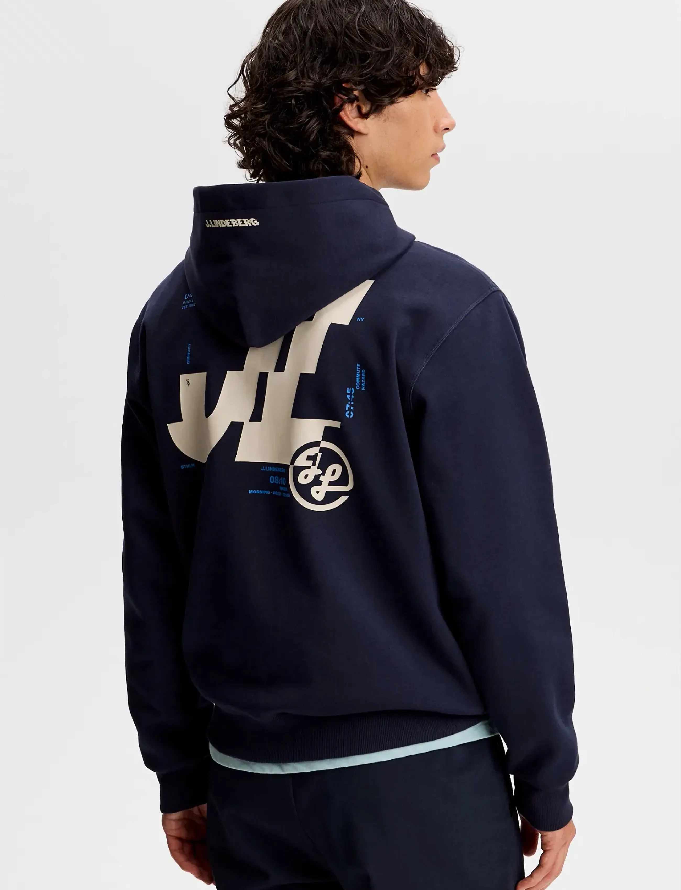 J. Lindeberg - Club Printed Hood - kapuutsiga dressipluusid - jl navy - 2