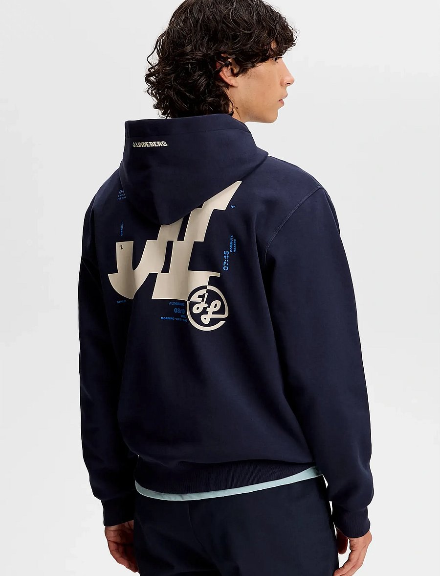 J. Lindeberg - Club Printed Hood - bluzy z kapturem - jl navy - 2