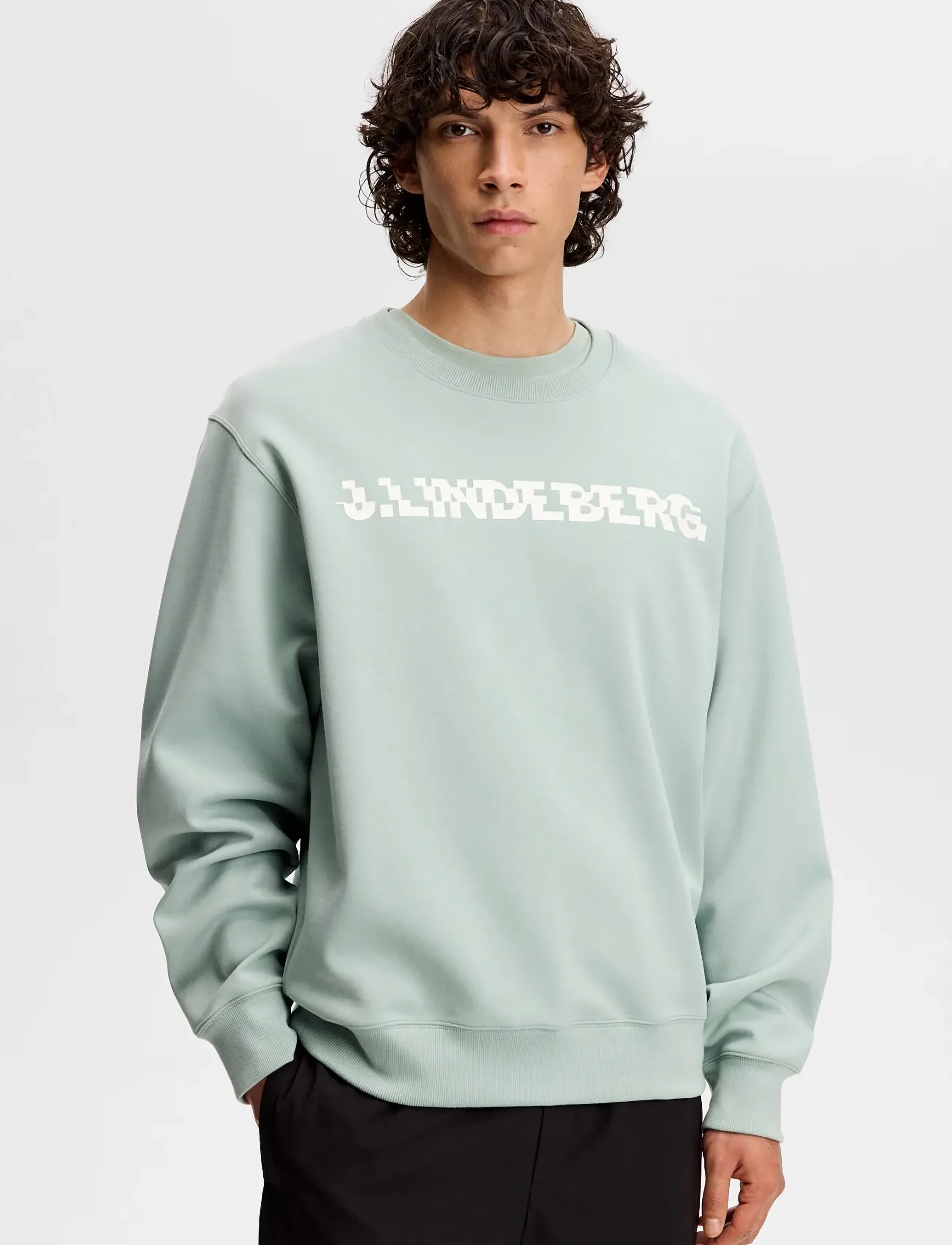 J. Lindeberg Club Printed Crew Neck, M, Blue, Sweatshirts & Hættetrøjer > Sweatshirts, Herre