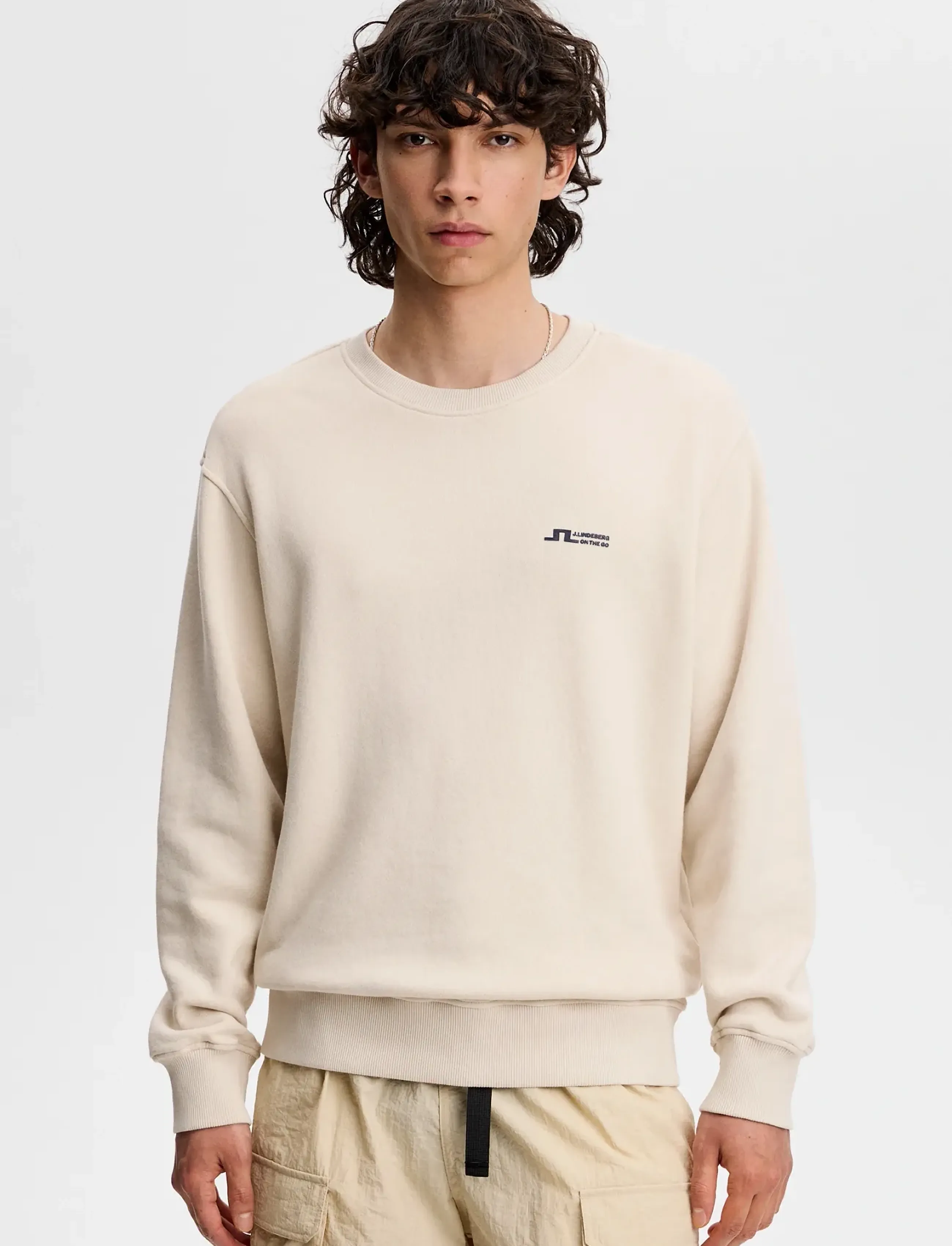 J. Lindeberg Cardon Crew Neck, S, Sweatshirts & Hoodies, Creme - Sweatshirts, Männerswear