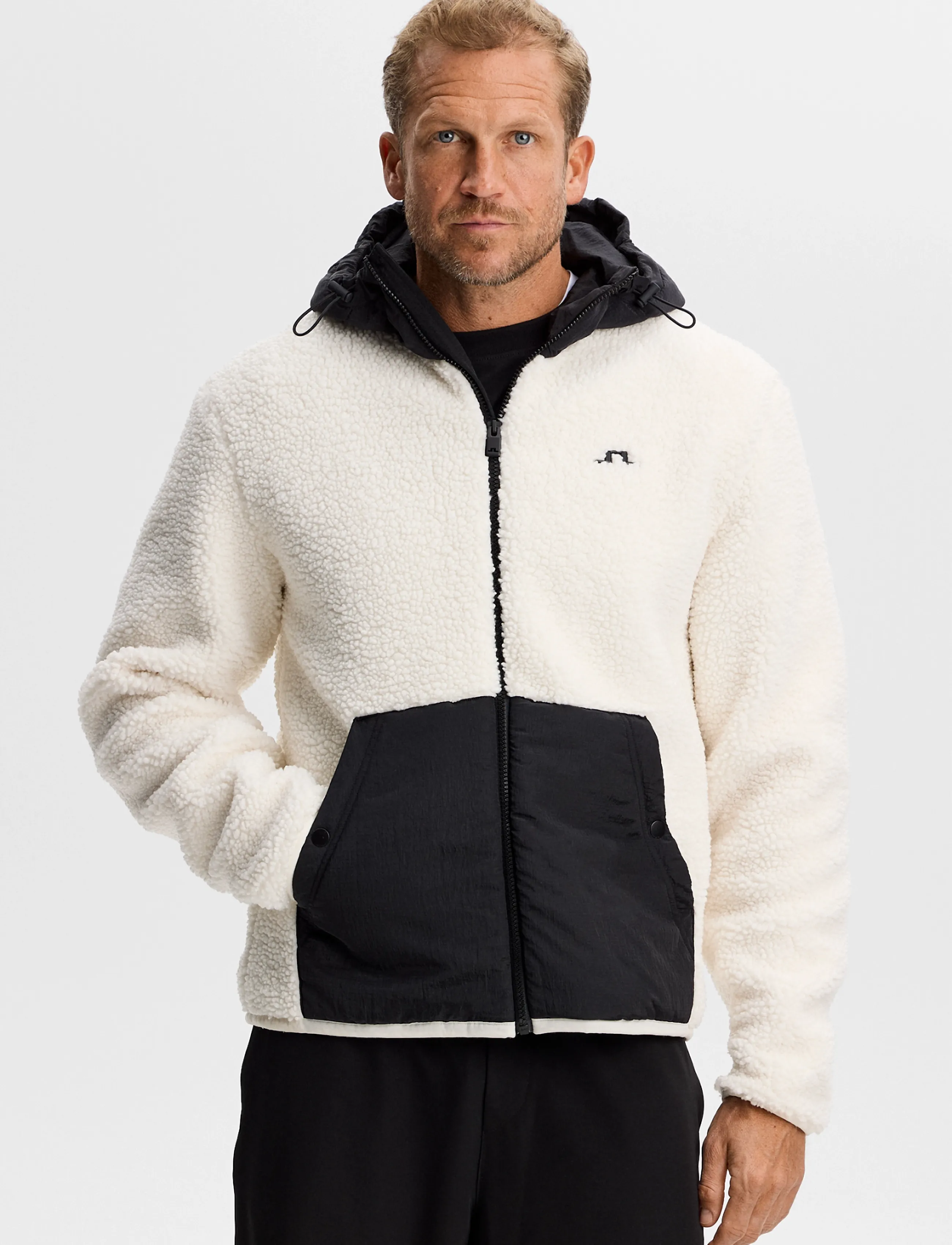 J. Lindeberg Varek Hybrid Zip Hood - Vis alt - TOFU / cream