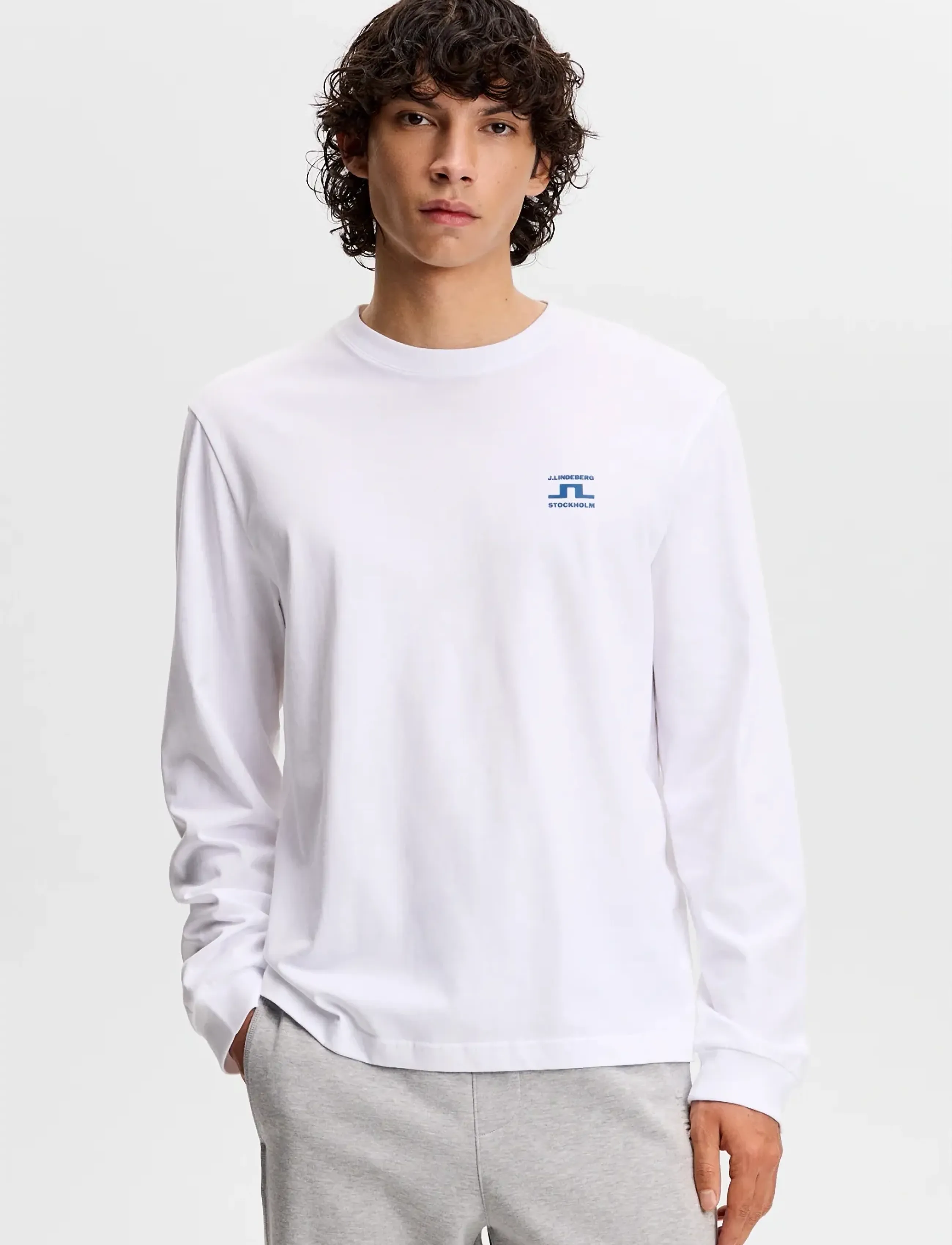 J. Lindeberg Parcie Longsleeve Tee, XXL, T-shirts, Weiß - Long-sleeved, Männerswear