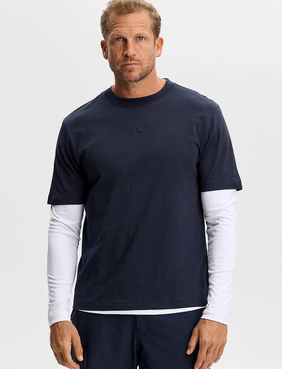 J. Lindeberg - Parcie Logo Tee - kurzärmelige t-shirts - jl navy - 0
