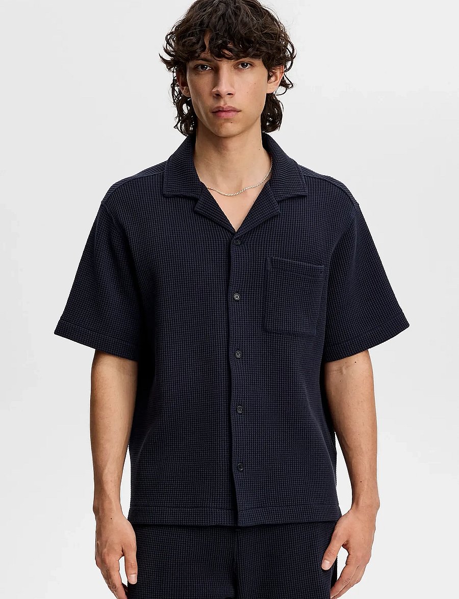 J. Lindeberg - Theron Waffle Shirt - tavalised t-särgid - jl navy - 0