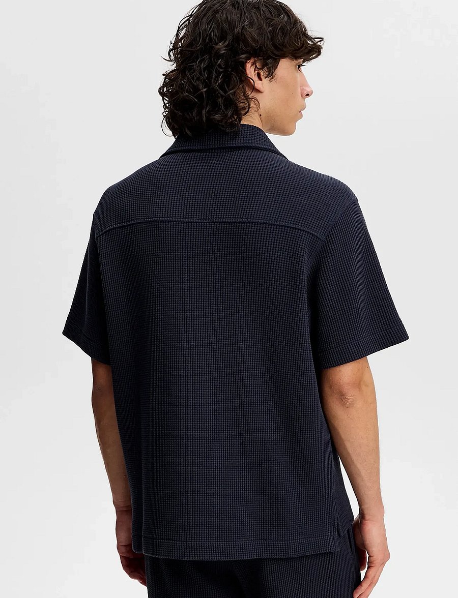J. Lindeberg - Theron Waffle Shirt - tavalised t-särgid - jl navy - 2