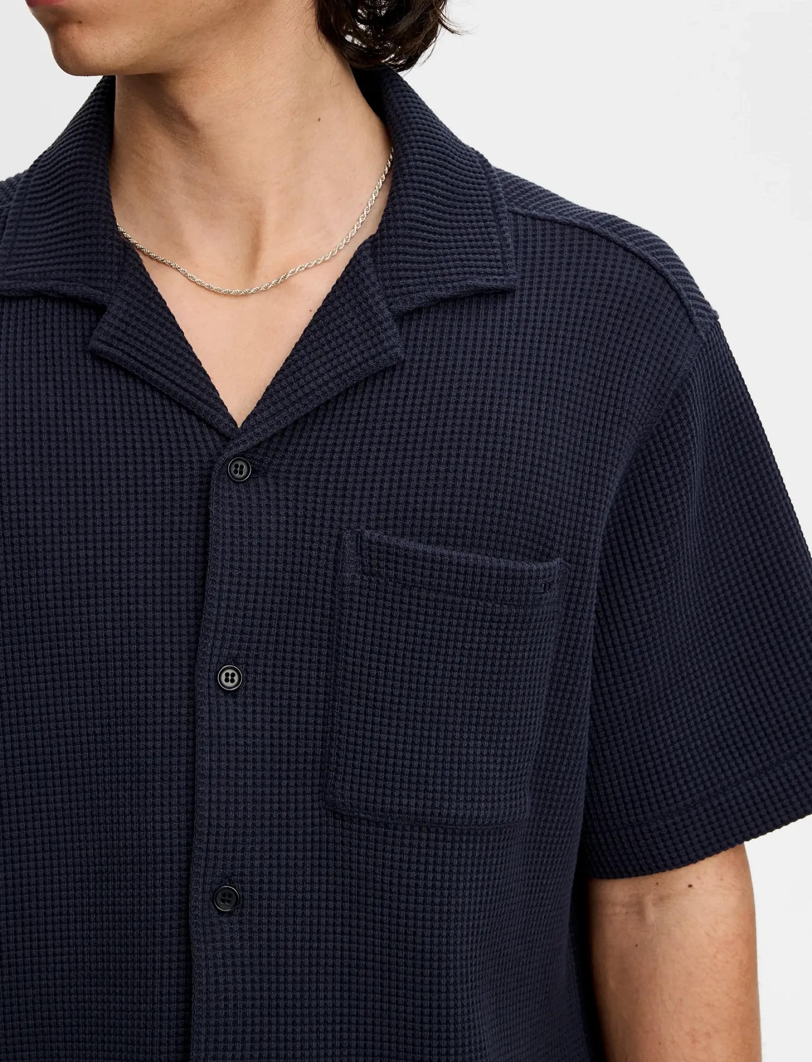 J. Lindeberg - Theron Waffle Shirt - tavalised t-särgid - jl navy - 3