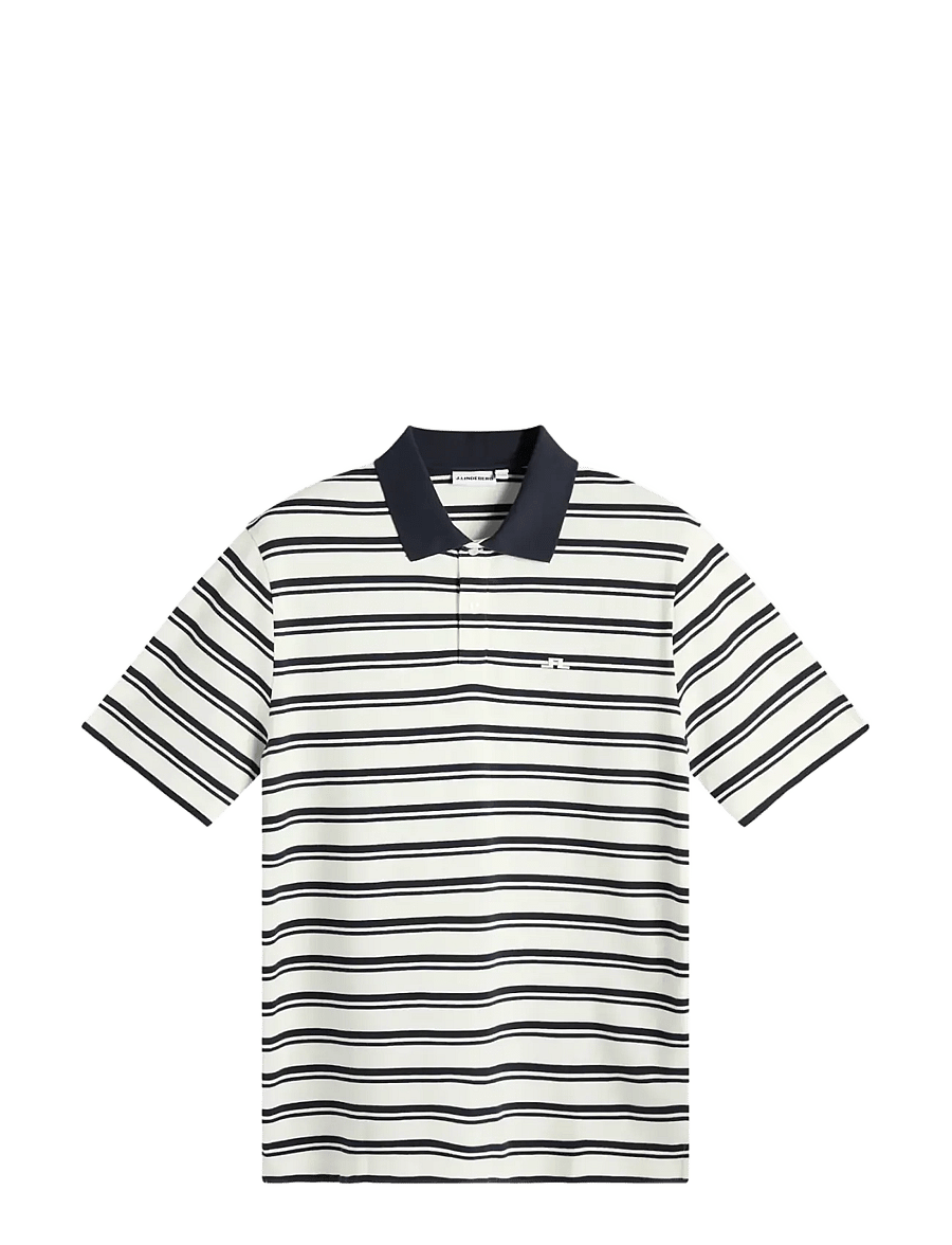J. Lindeberg - Trond Striped Polo Pique - toppar & t-shirts - jl navy - 1