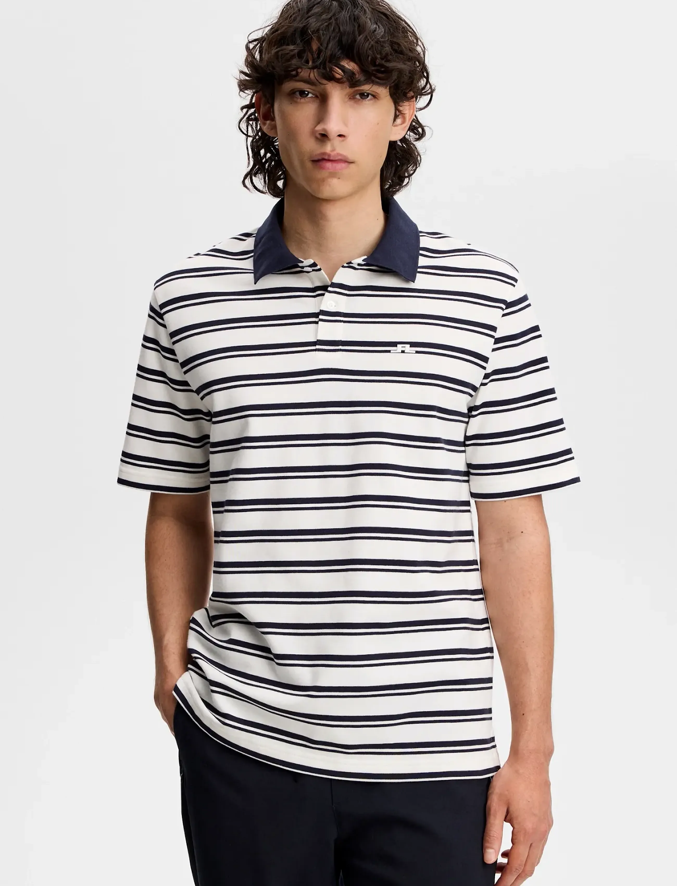 J. Lindeberg Trond Striped Polo Pique - Short-sleeved polos - JL NAVY / multi