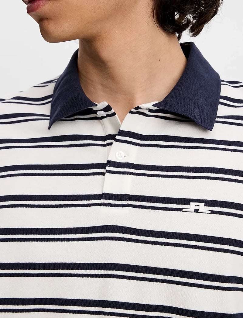 J. Lindeberg - Trond Striped Polo Pique - toppe & t-shirts - jl navy - 4