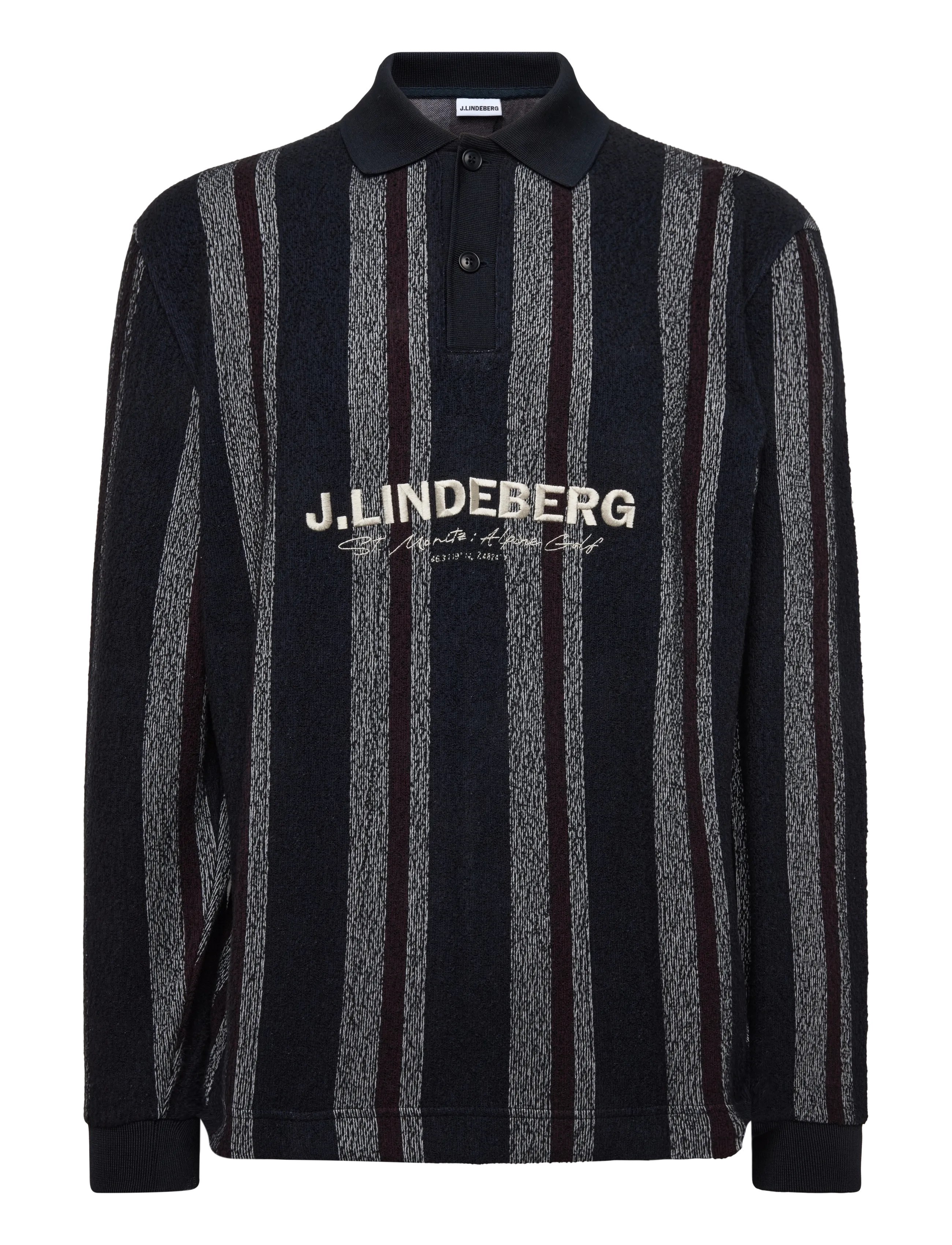 J. Lindeberg Bergman Jacquard Oversize Polo - Riided - GARRETT POLO STRIPE NAVY / black