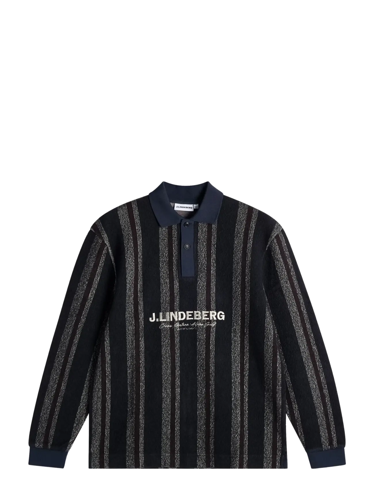 J. Lindeberg Bergman Jacquard Oversize Polo - Kleidung - GARRETT POLO STRIPE NAVY / black