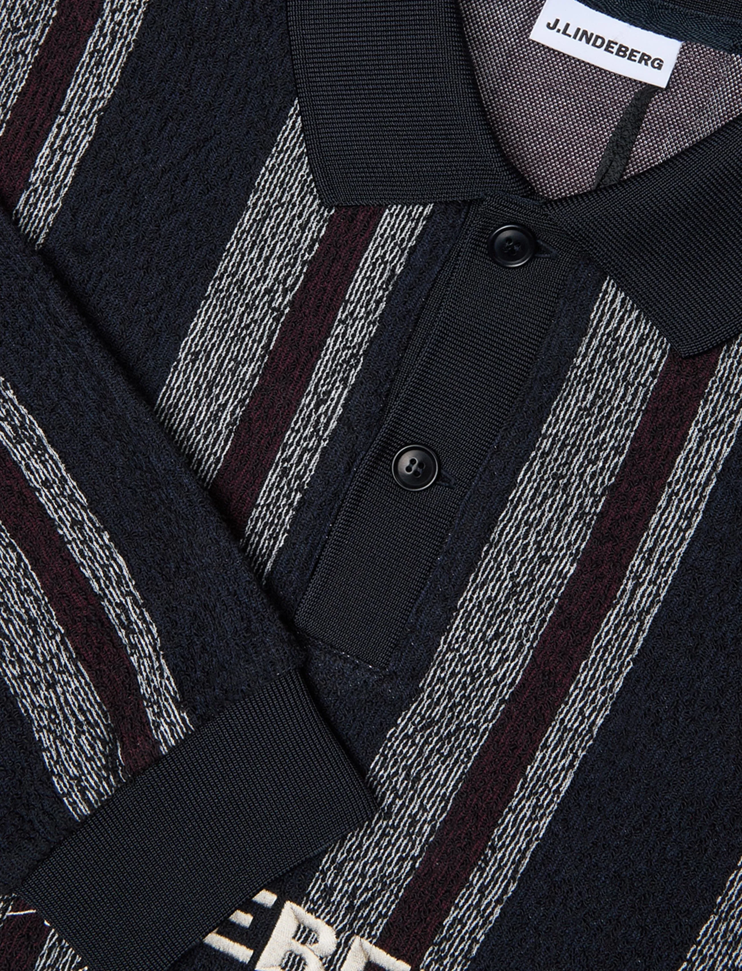J. Lindeberg - Bergman Jacquard Oversize Polo - pikkade varrukatega kootud polod - garrett polo stripe navy - 2
