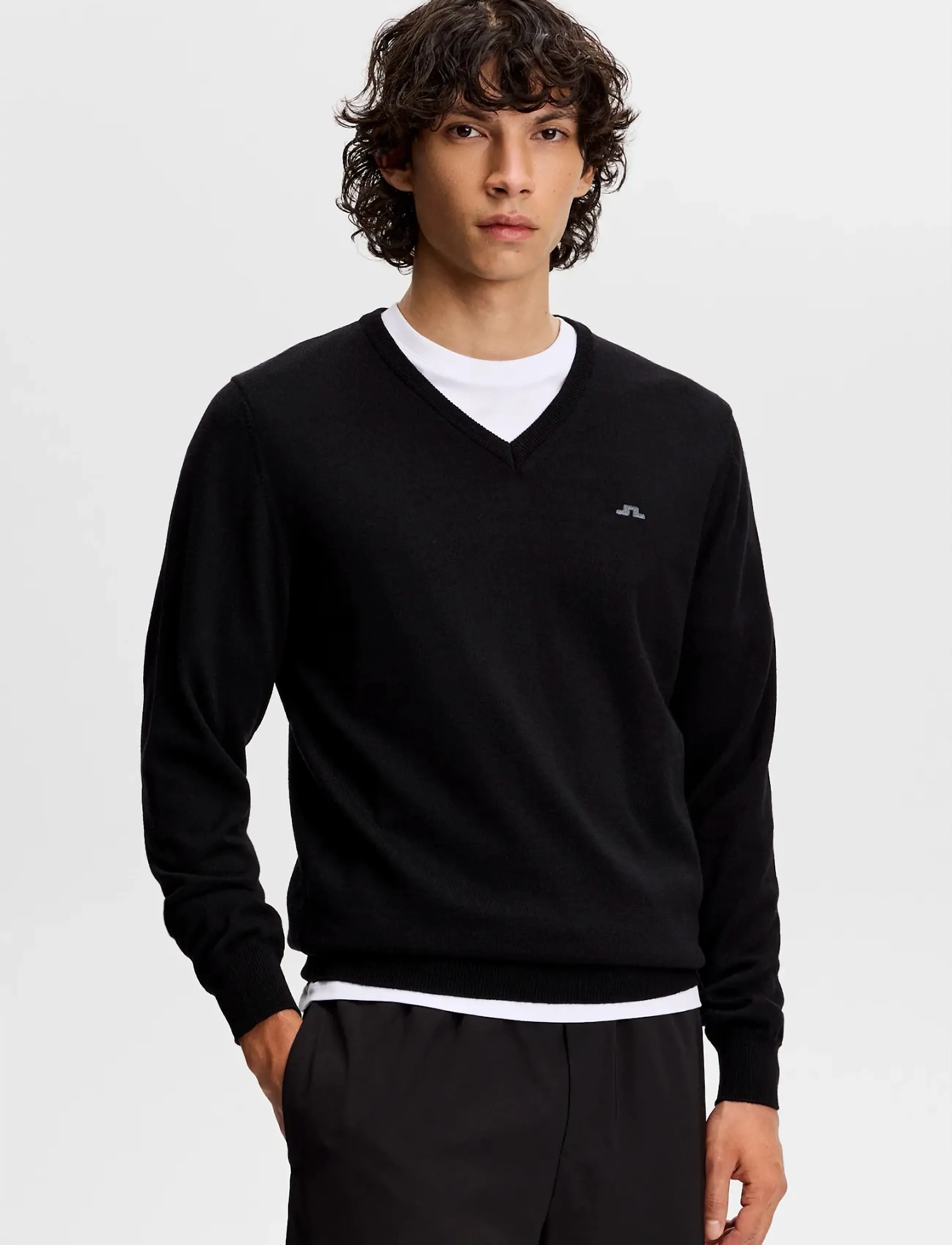J. Lindeberg Lymann Knitted Sweater, XL, Knitwear, Schwarz - V-necks, Männerswear