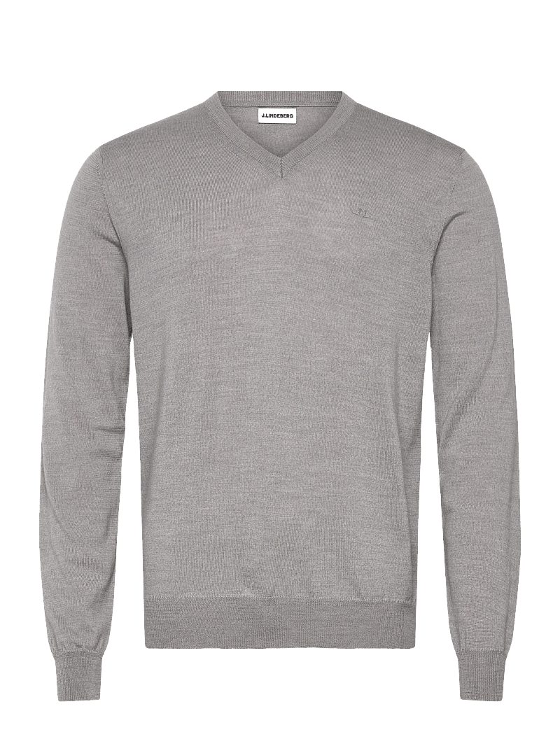 J. Lindeberg - Lymann Knitted Sweater - v-ringat - light grey melange - 1