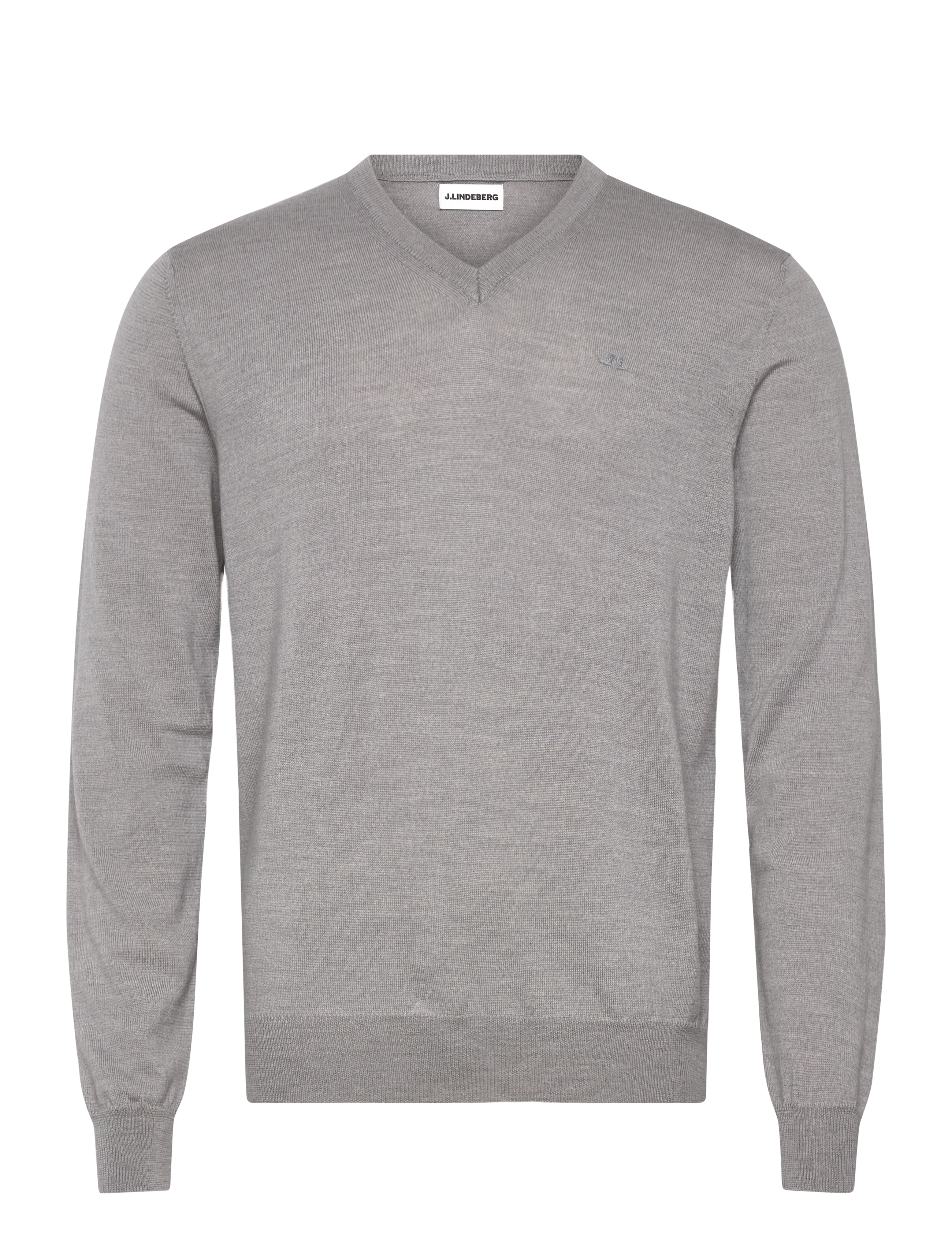 J. Lindeberg Lymann Knitted Sweater - V-Ausschnitt - LIGHT GREY MELANGE / grey
