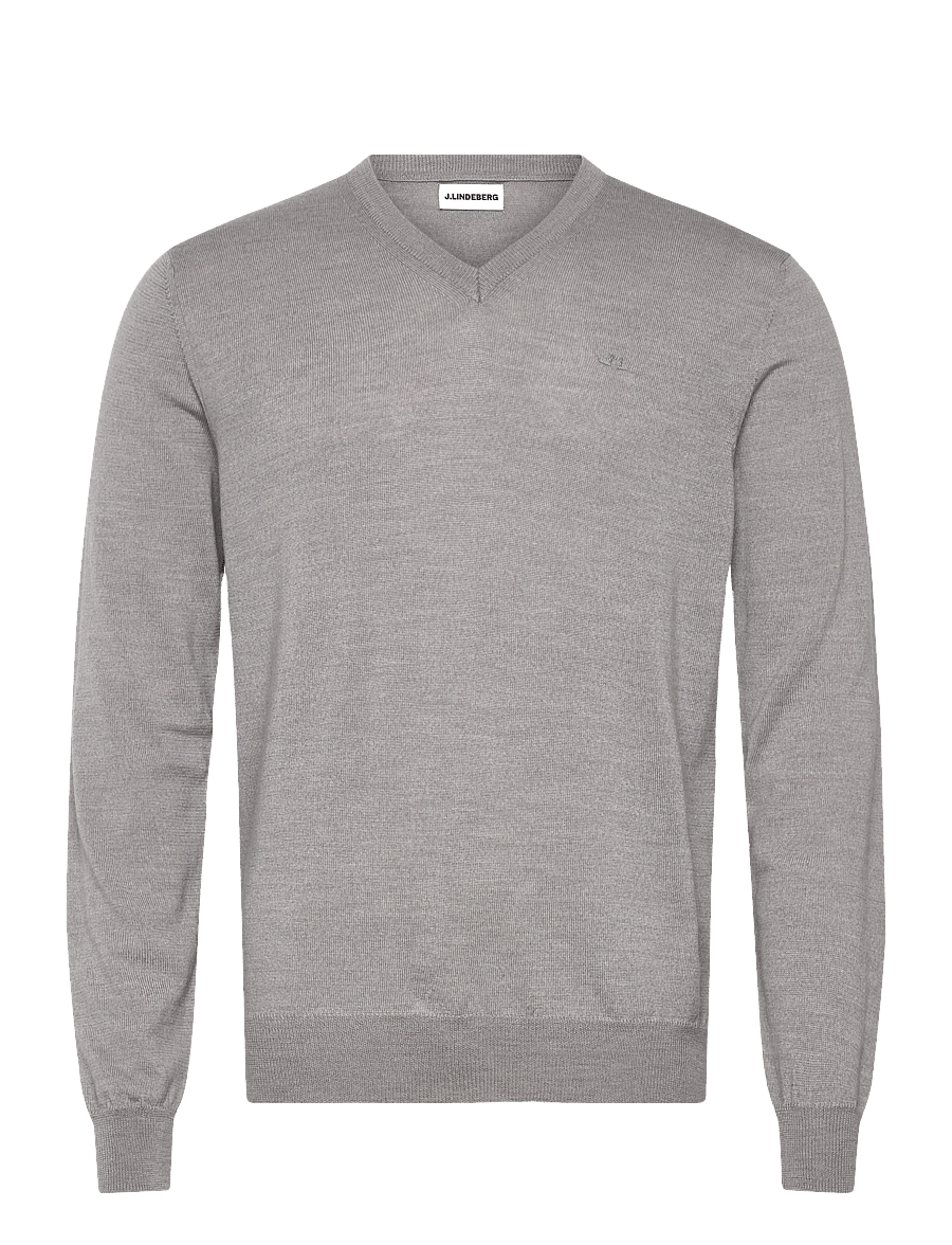 J. Lindeberg - Lymann Knitted Sweater - v-hals - light grey melange - 1