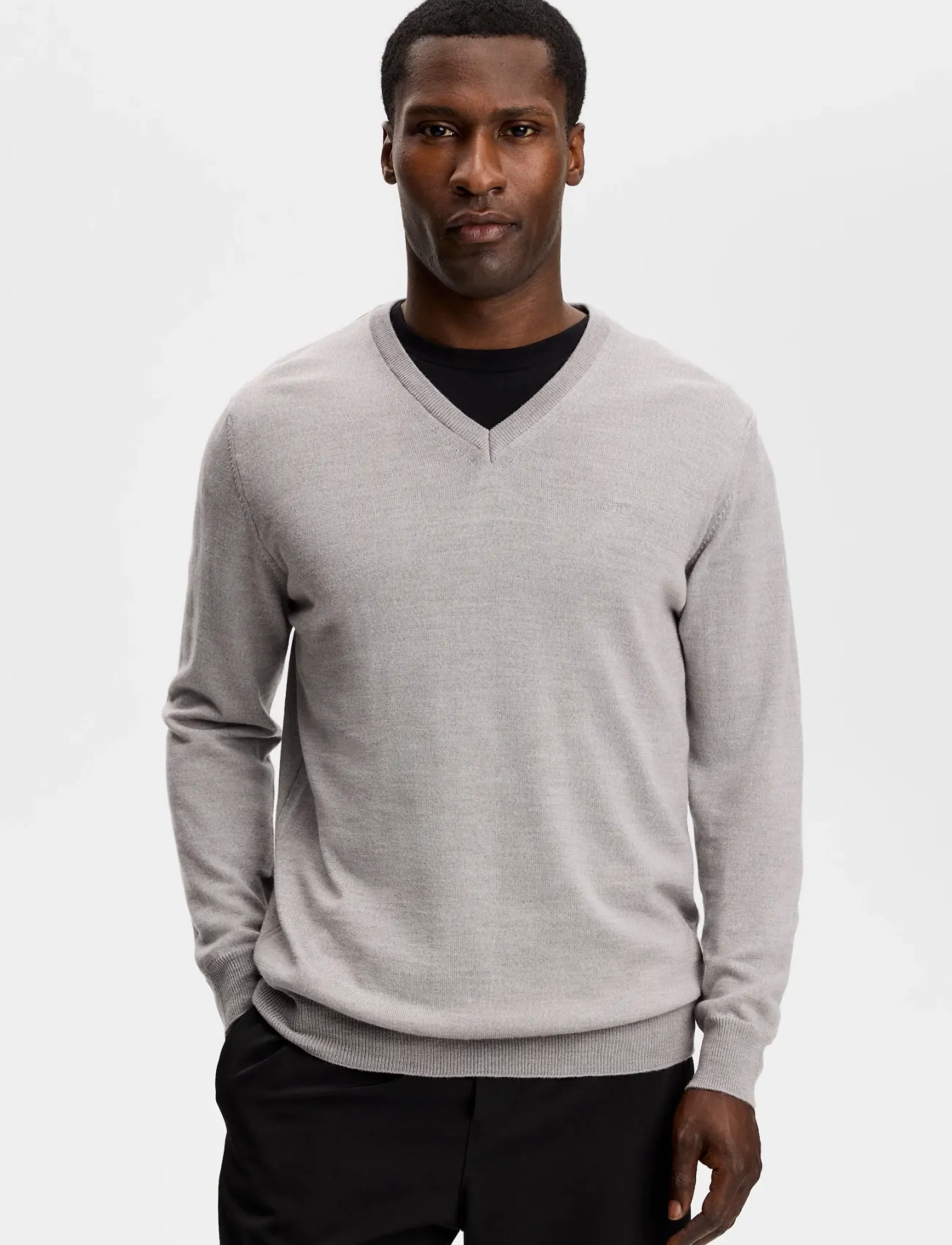 J. Lindeberg Lymann Knitted Sweater - Klær - LIGHT GREY MELANGE / grey