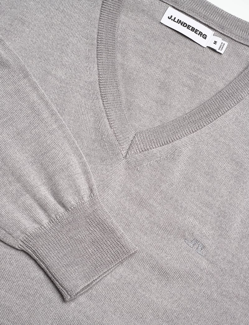 J. Lindeberg - Lymann Knitted Sweater - v-ringat - light grey melange - 4