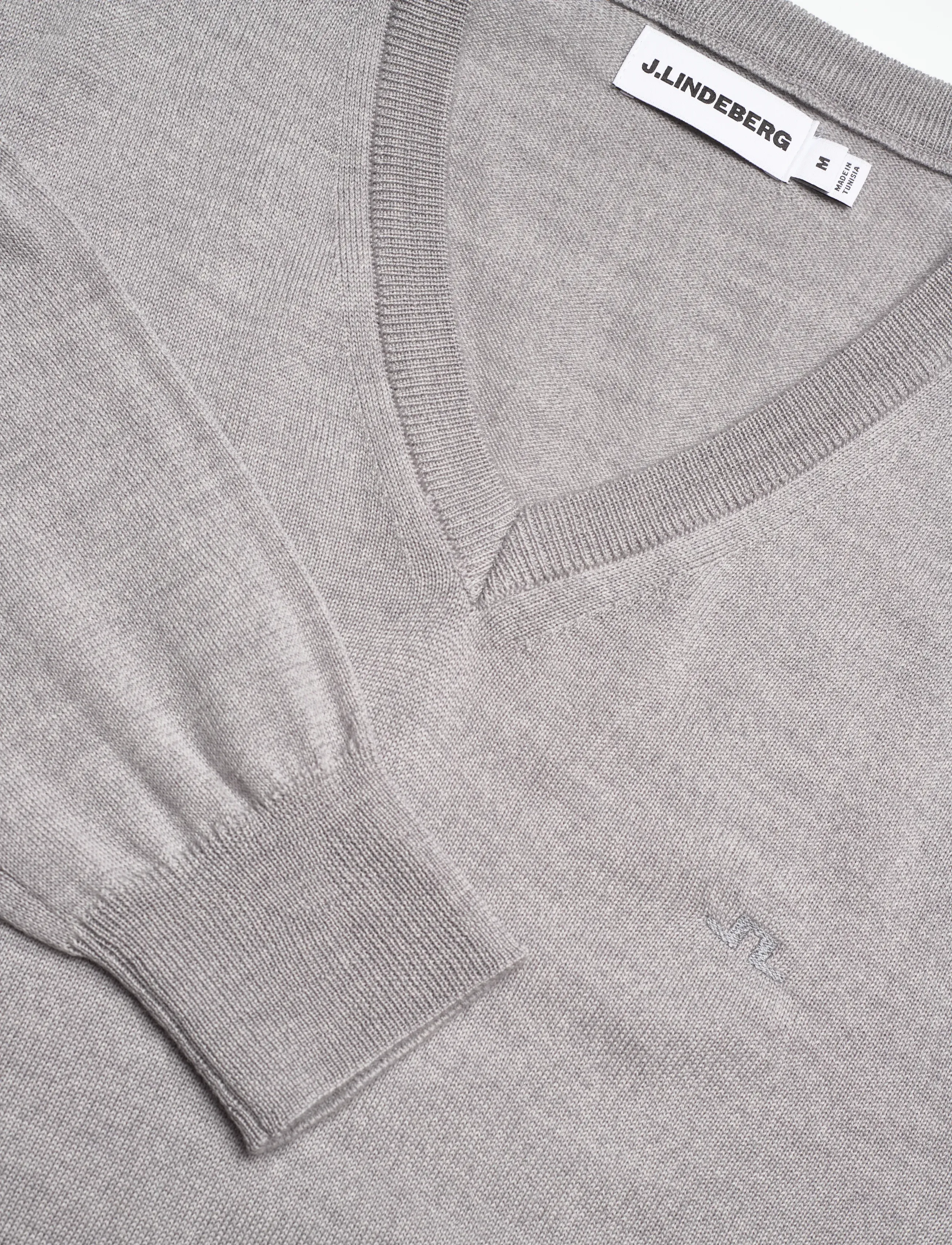 J. Lindeberg - Lymann Knitted Sweater - v-hals - light grey melange - 4