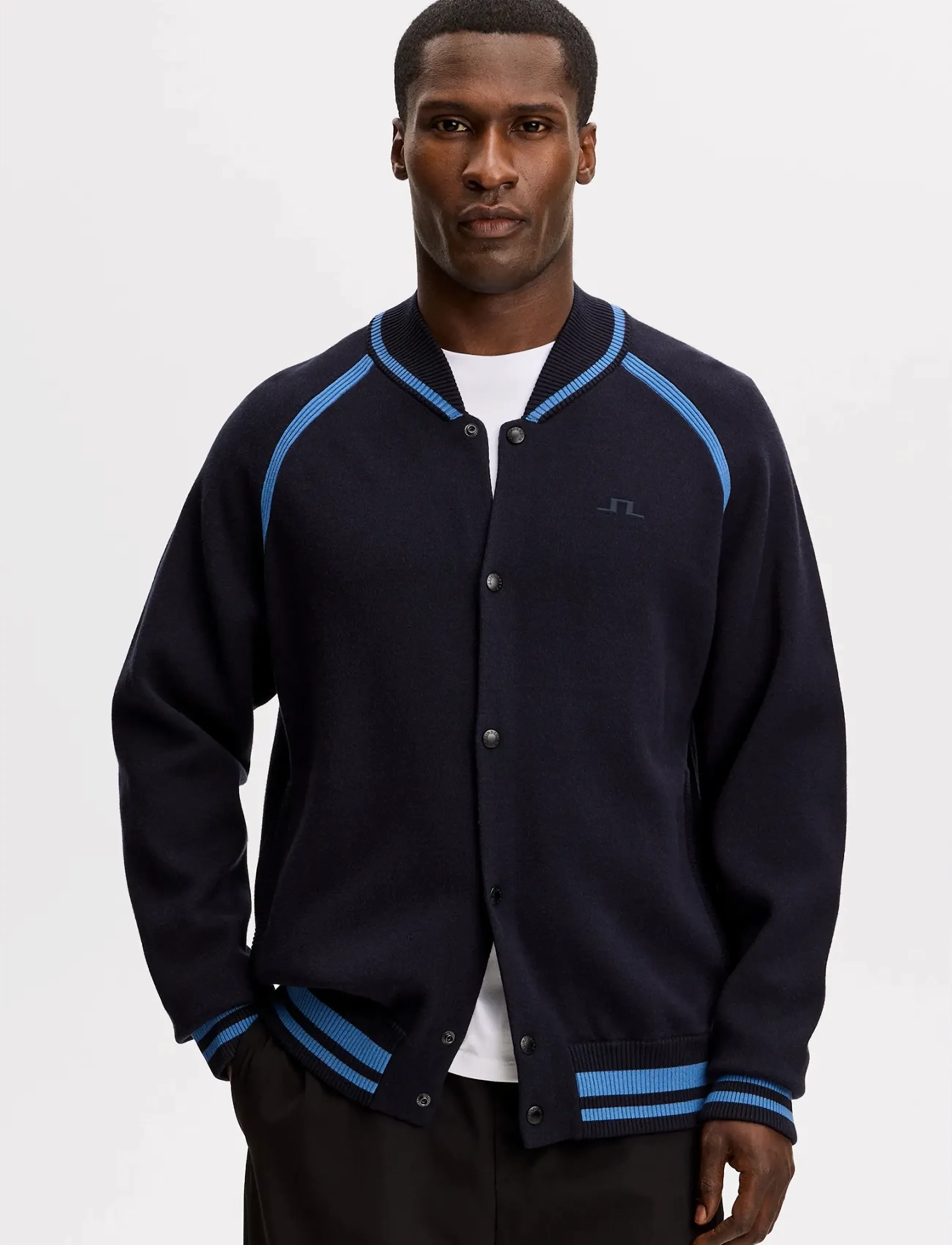 J. Lindeberg Stanley Jacquard Knit Bomber, M, Sweatshirts & Hoodies, Marineblau - Sweatshirts, Männerswear