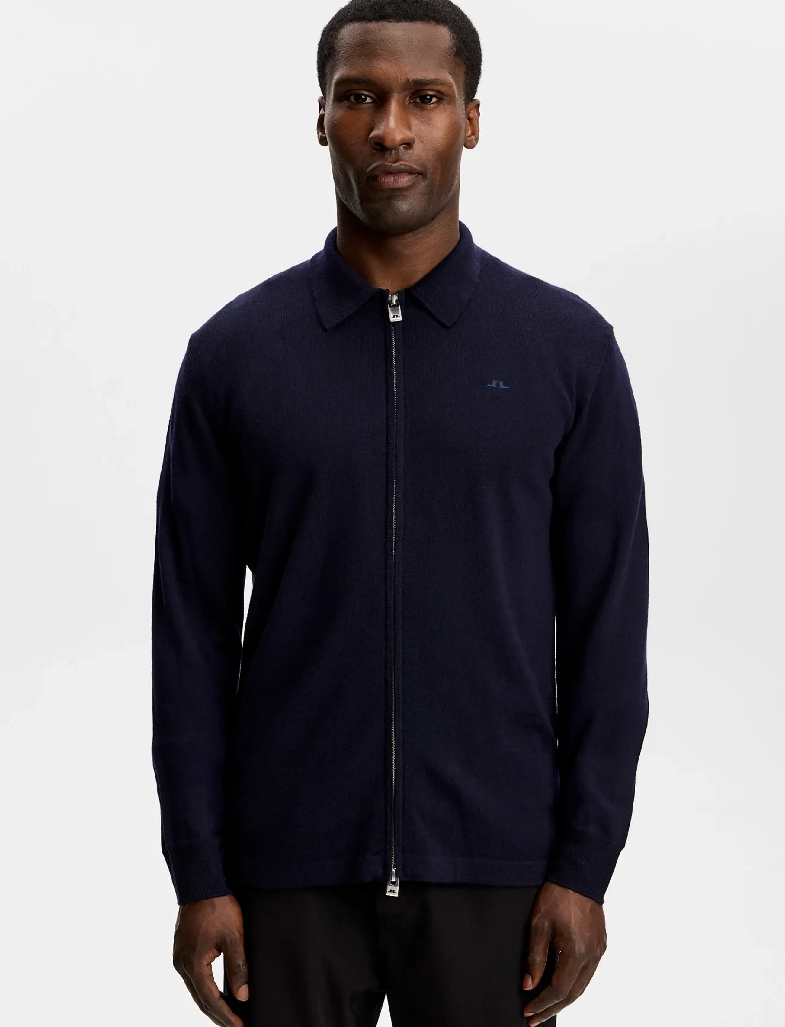 J. Lindeberg Kaleb Merino Cardigan, S, Navy, Strik > Cardigans, Herre